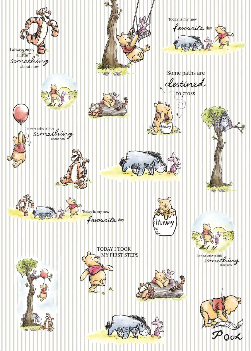 4055065510069 Komar Vlies Fototapete Winnie Pooh Stripes 200 x 280 cm