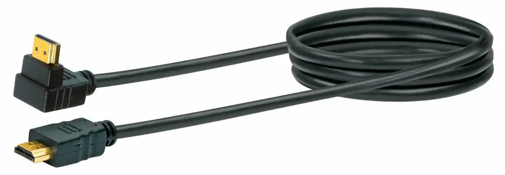 Schwaiger HDMI® Anschlusskabel HDMW13 053 mit Winkelstecker schwarz, 1,3m, 2x HDMI 1x 90° gewinkelt