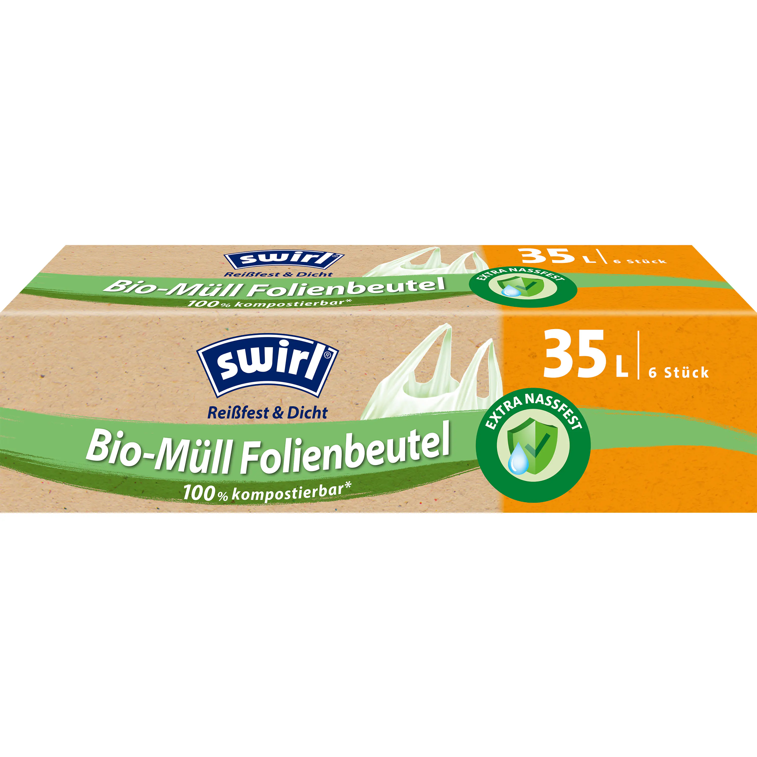 Swirl® 35 l Bio-Müll Folienbeutel mit Tragegriff quer