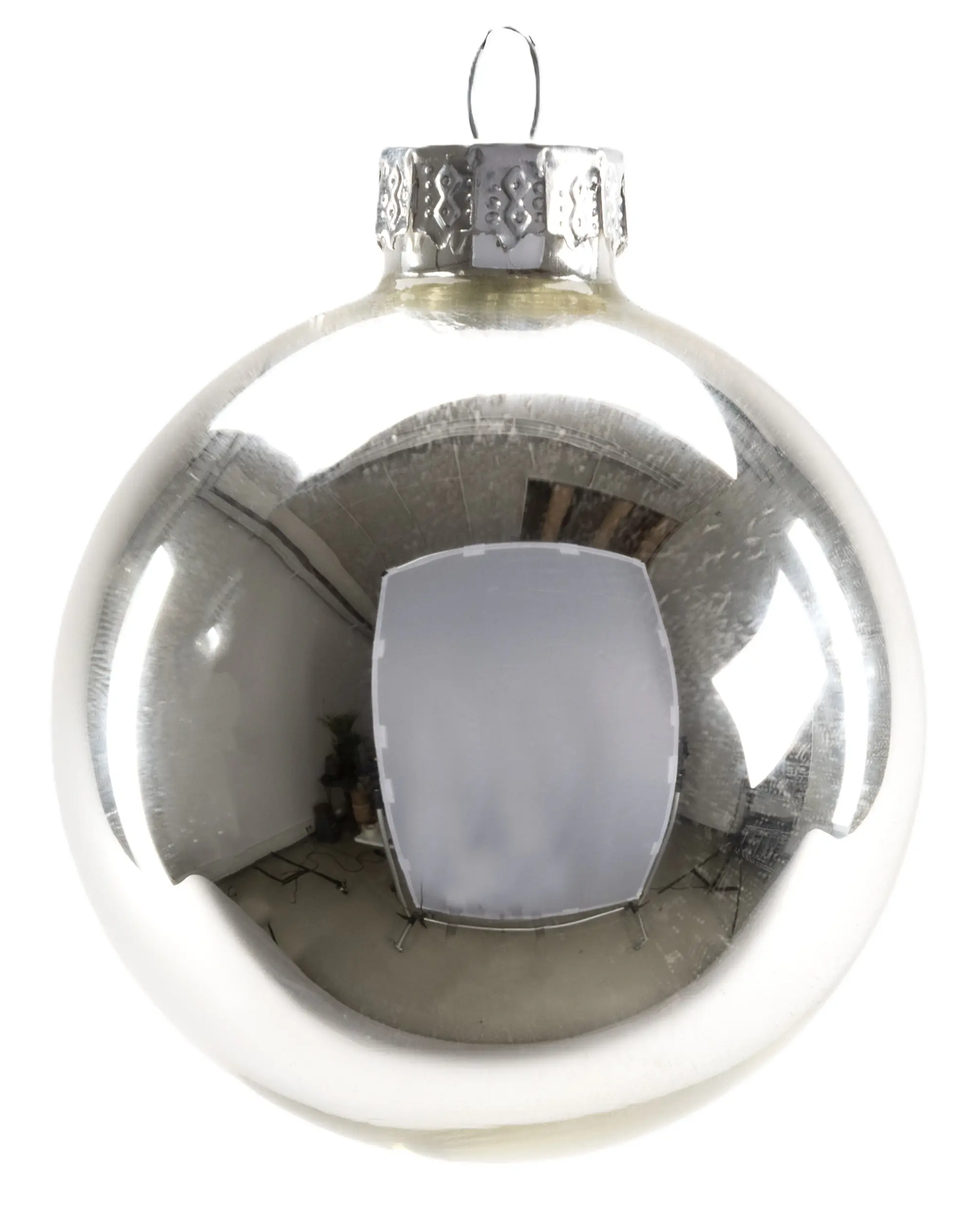 TrendLine Weihnachtskugeln aus Glas Ø 6 cm weiß-silber 20 Stück