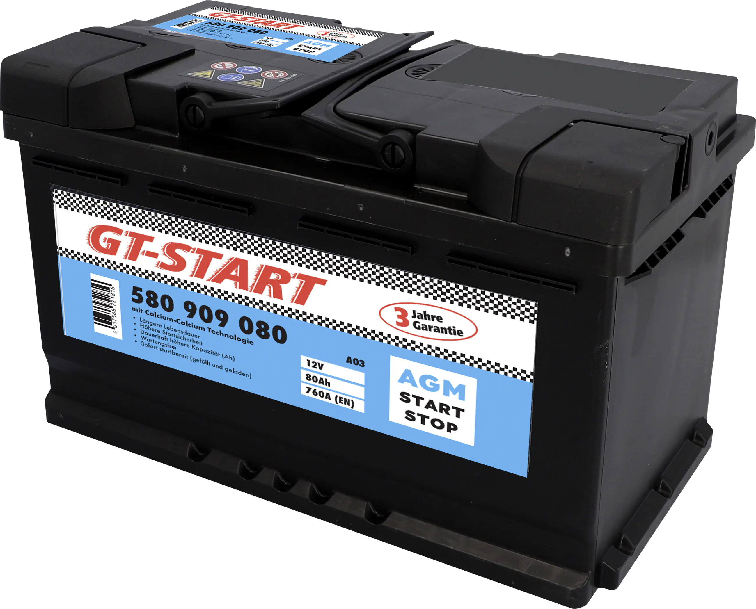 GT-Start Starterbatterie AGM 80Ah 760A  GT-Start Starterbatterie AGM 80Ah 760A