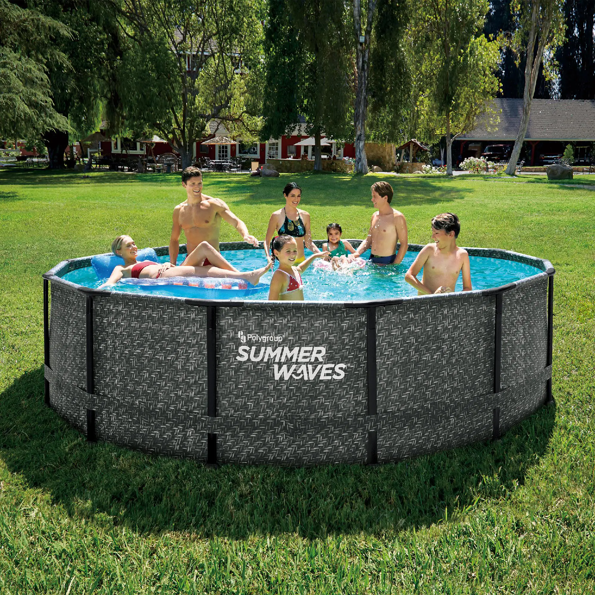 Summer Waves Pool Frame Dark Herringbone Print Elite 4,27 m x 1,07 m
