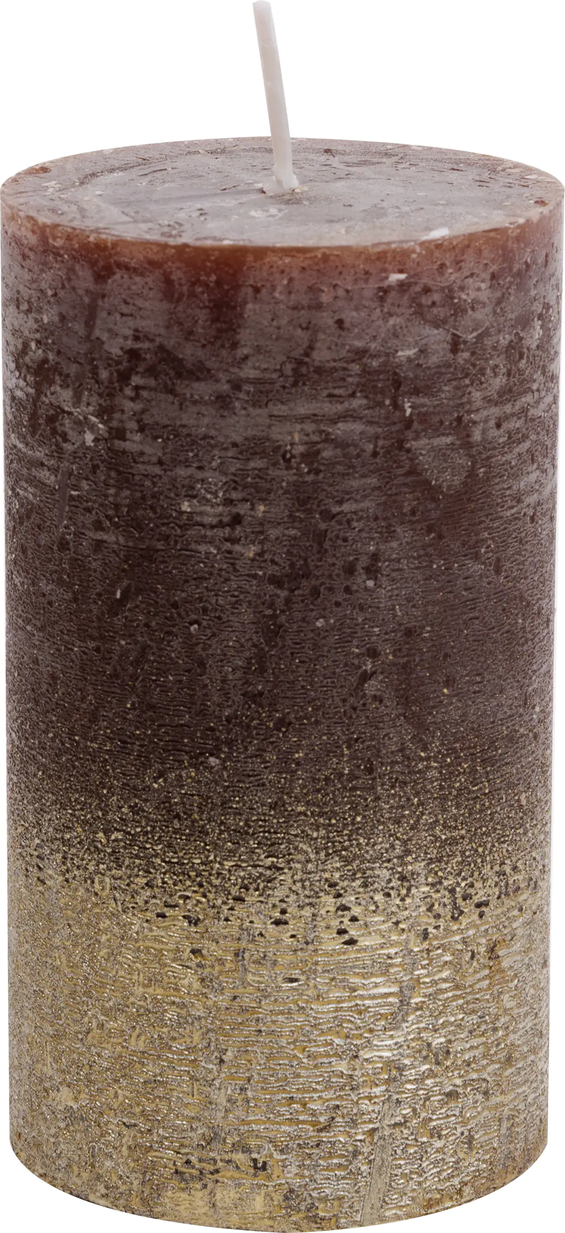 House of Rustic Kerze mocca mit gold Streifen Ø 6,8 x 12 cm