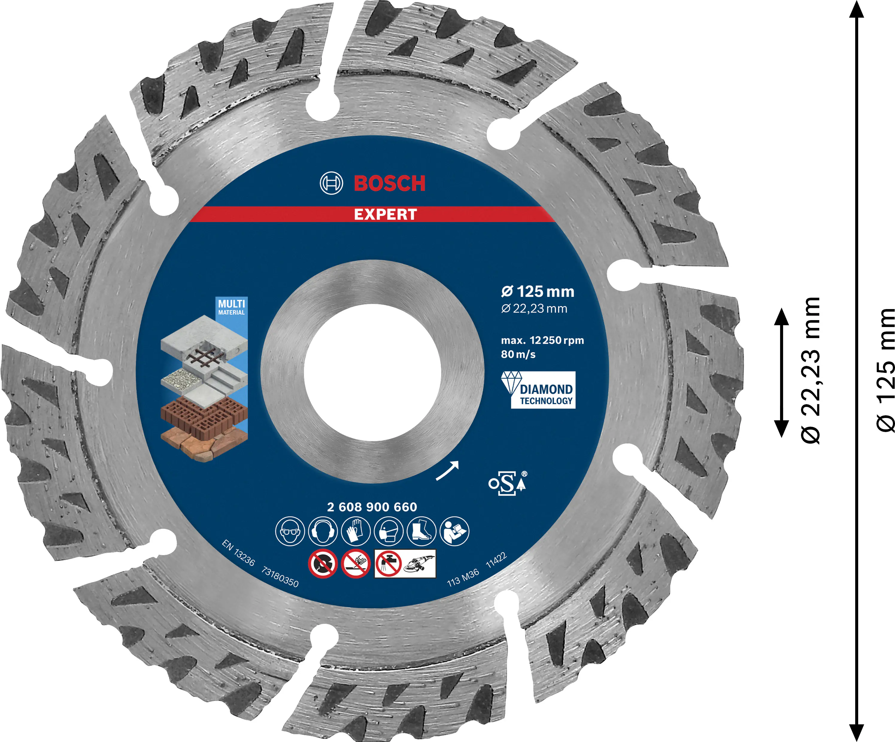 Bosch Expert MultiMaterial Diamanttrennscheiben 125 x 22,23 x 2,2 x 12 mm