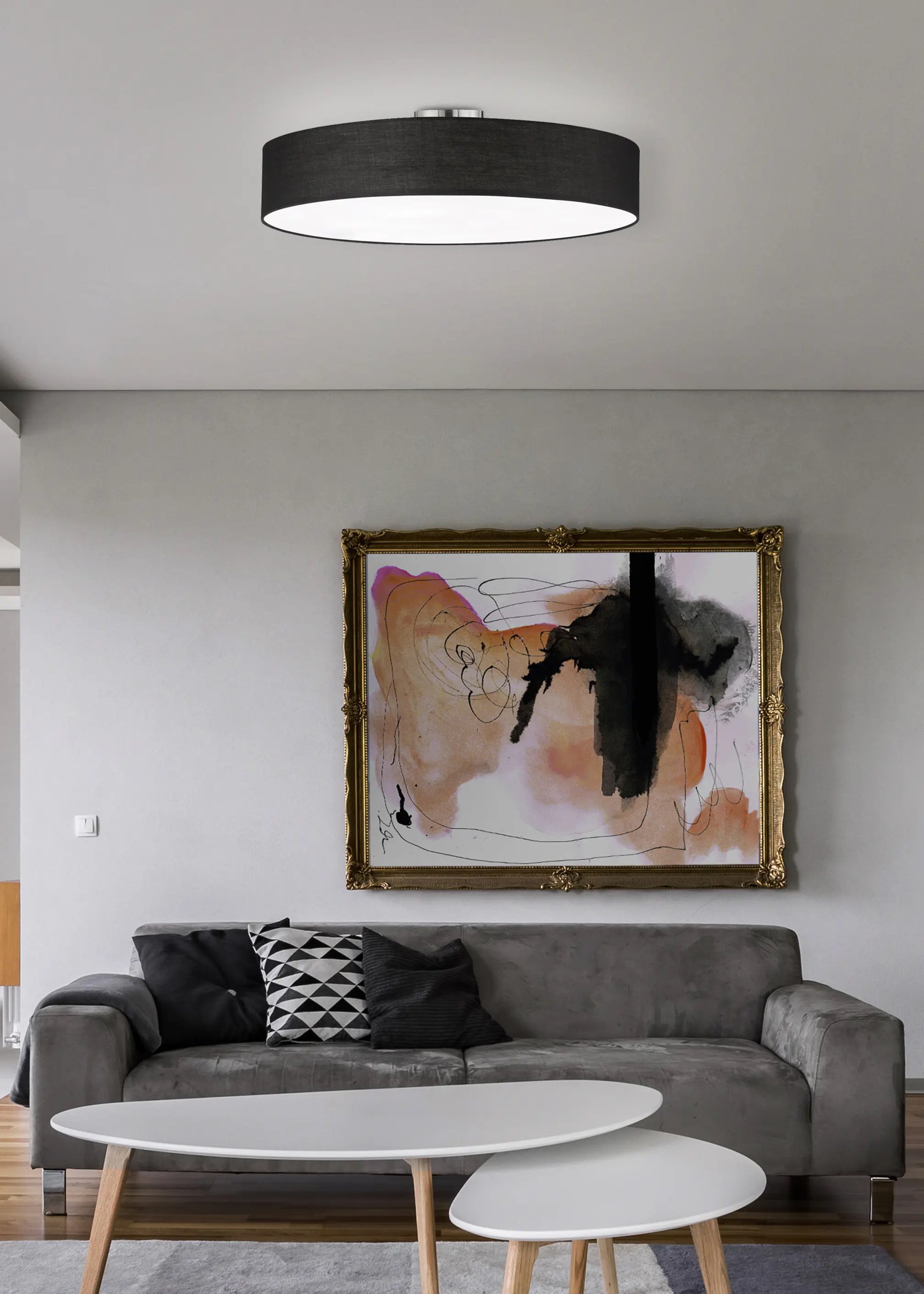 Trio Deckenleuchte Hotel schwarz  Ø 65 cm