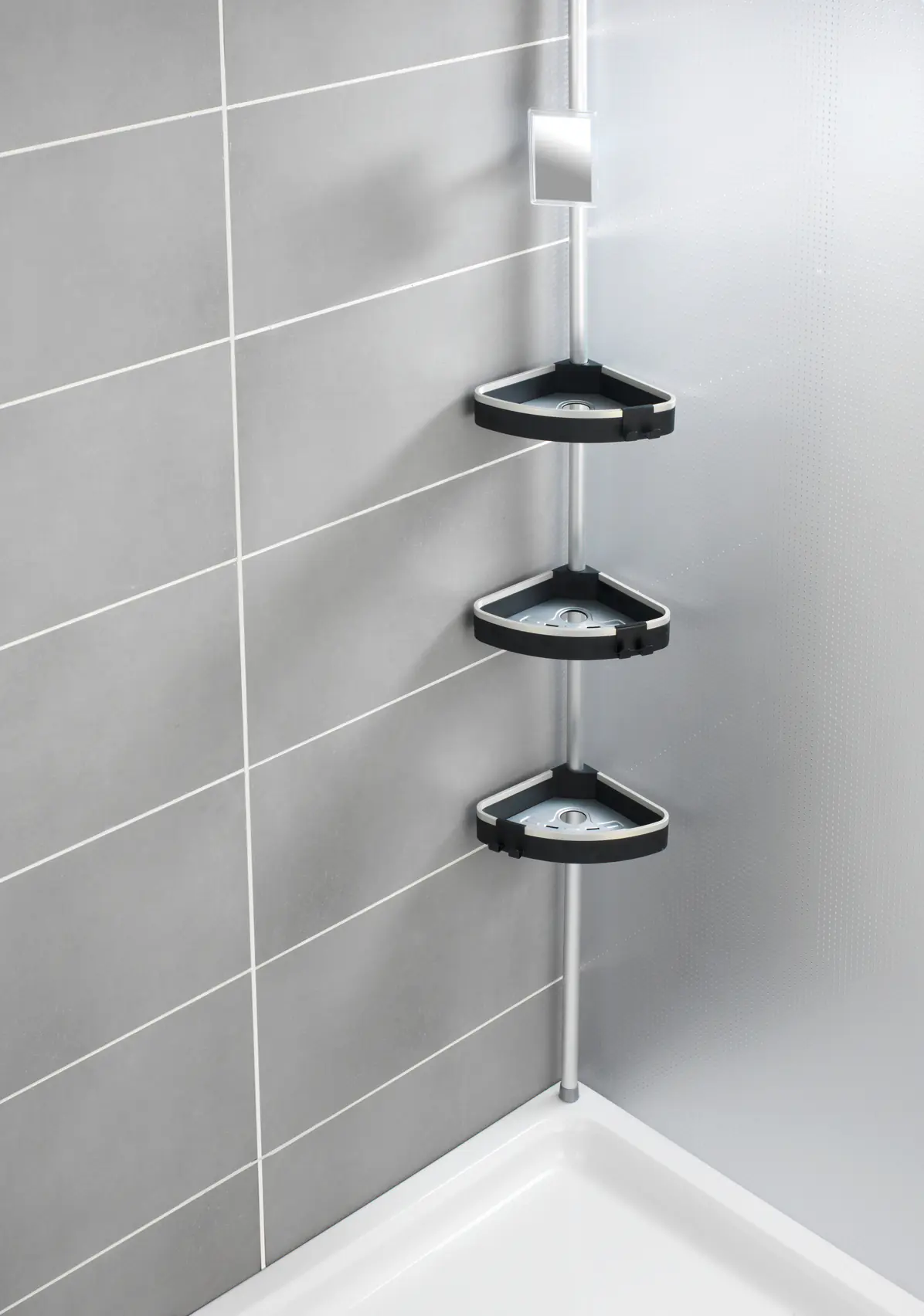 Wenko Teleskop-Duschecke Wave Aluminium, Kunststoff, silber matt