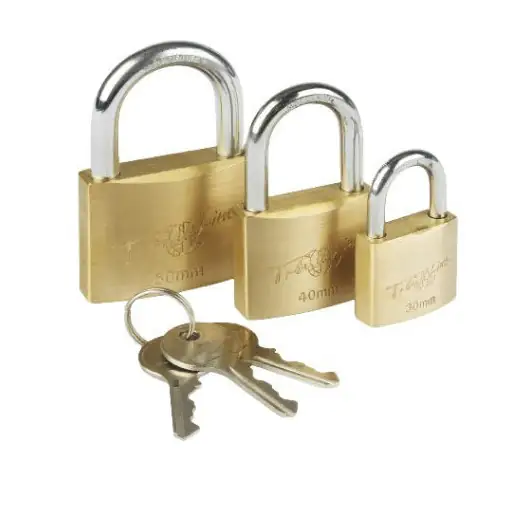 Primaster Vorhängeschlösser Messing 50, 65, 75 mm inkl. 9 Schlüssel