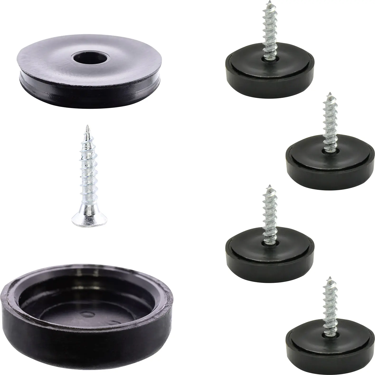 Wagner Möbelgleiter zum Anschrauben Black Slim schwarz grau Ø 17 mm - 4 Stück 