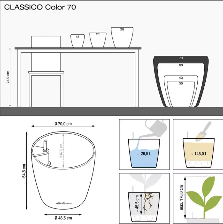 Lechuza Pflanzgefäß Classico Color 70 weiß