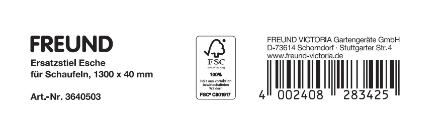 Freund Victoria Stiel für Schaufeln Esche, Länge 130cm, D 40 mm