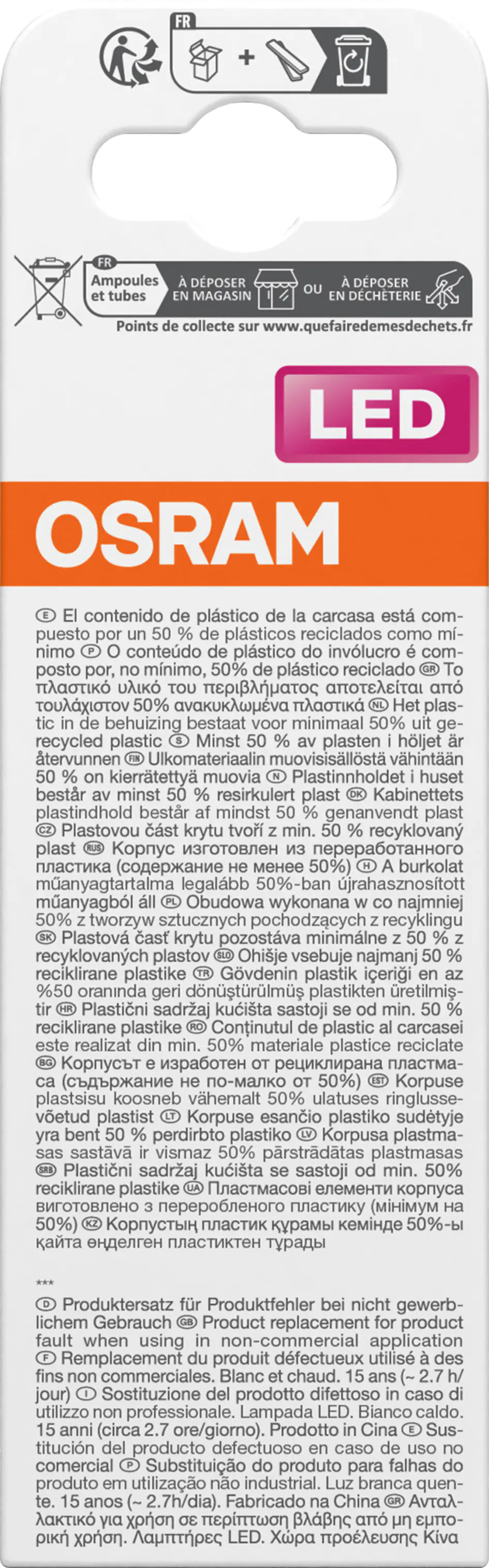 Osram LED Leuchtmittel Stick 60 E14 8W warmweiß, weiß matt