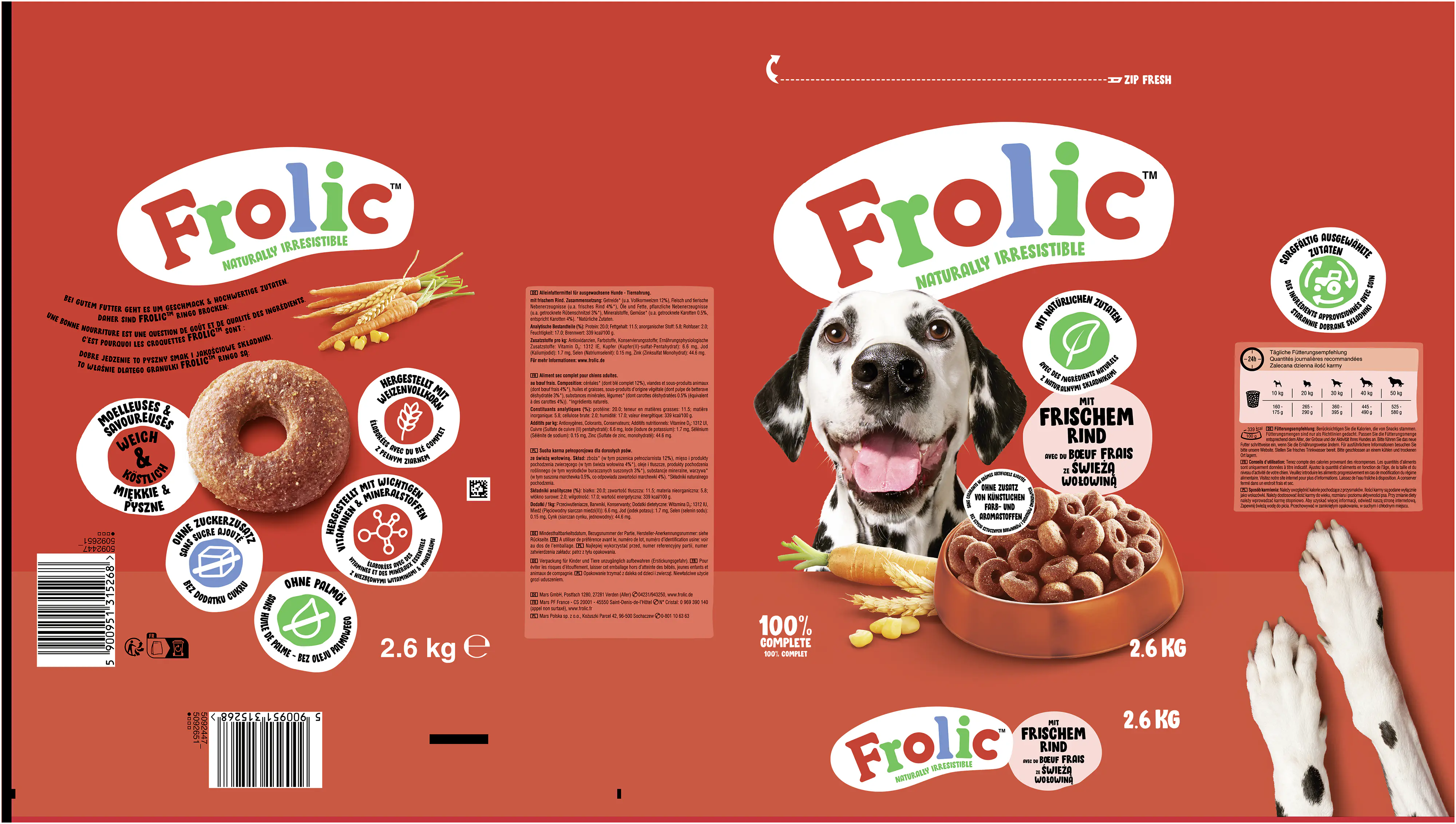 Frolic Hundetrockenfutter Adult 2,6 kg Rind