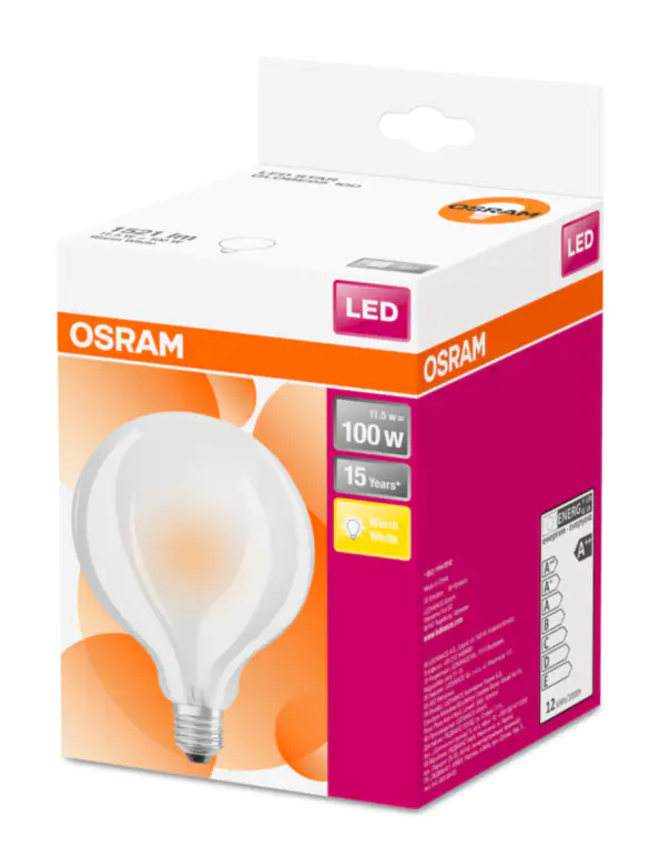 Osram LED Leuchtmittel Globe Star CL E27 11W warmweiß, weiß matt