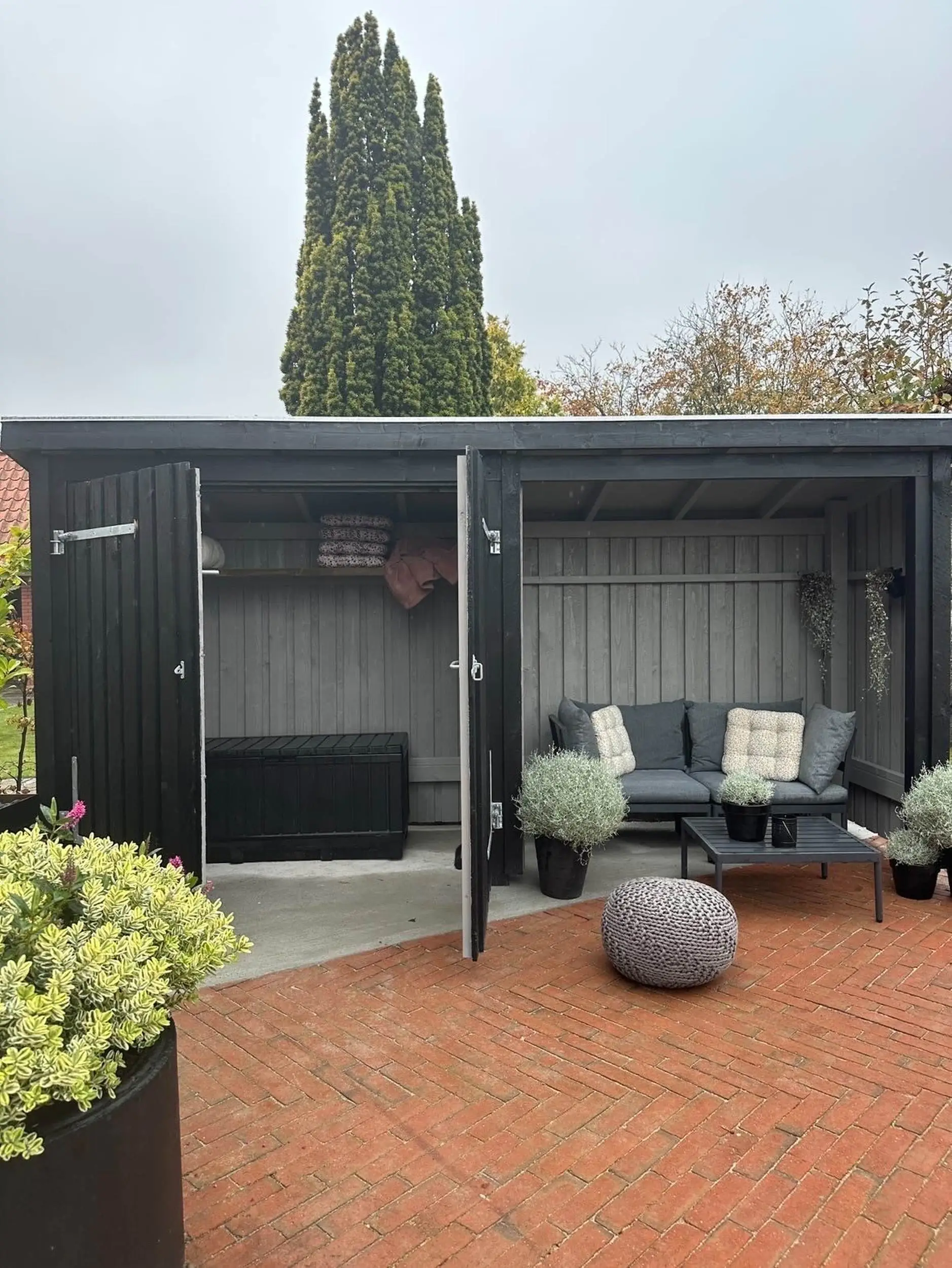 Plus Gartenhaus Nordic Multi 416 x 99 cm natur mit Doppeltür, Dachpappe, Aluleisten