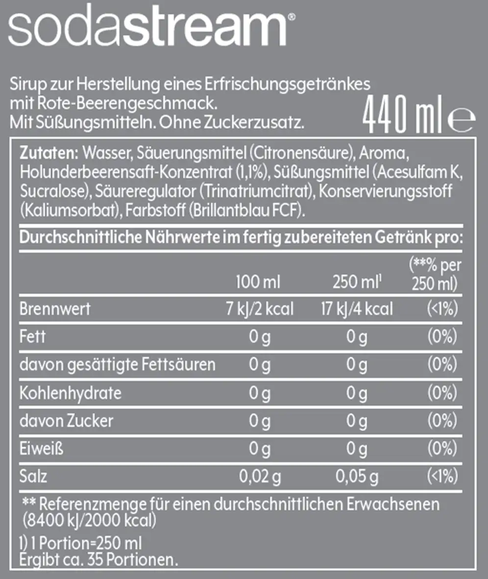 Sodastream Sirup Rote Beeren ohne Zucker, 440 ml