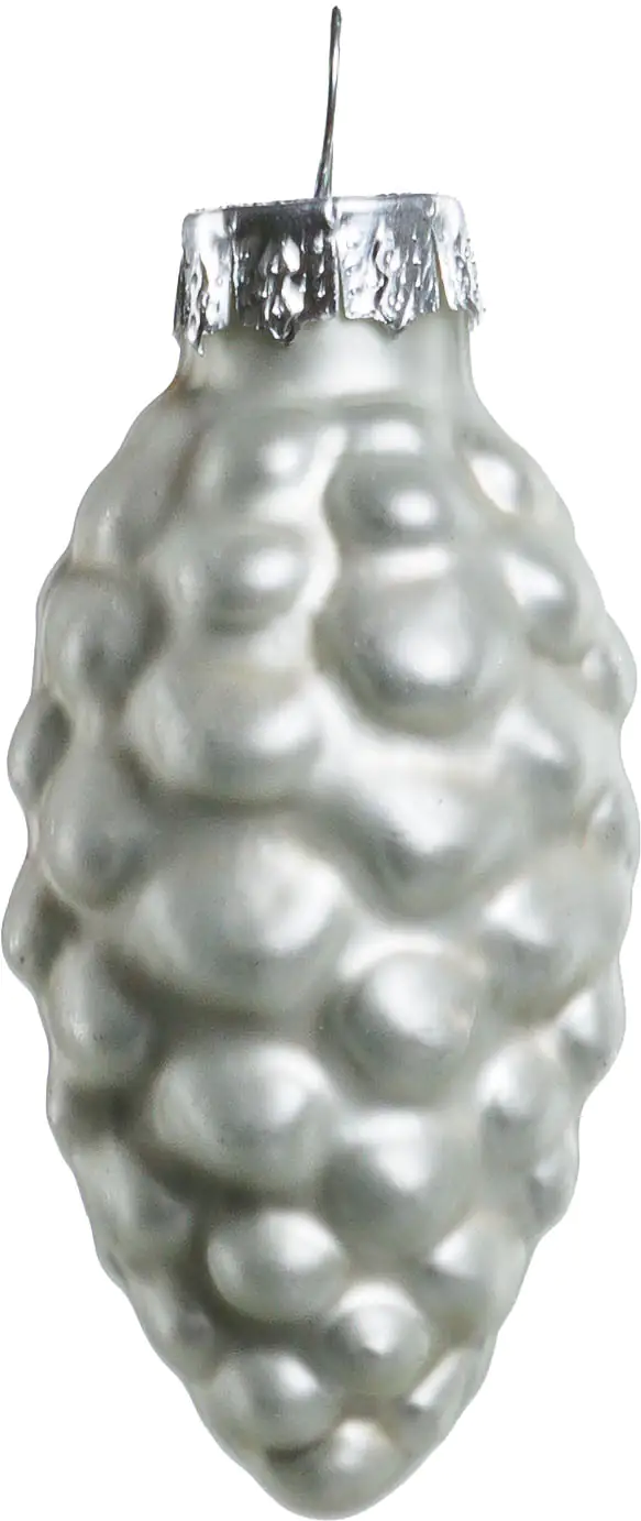 2076601538578_03 TrendLine Weihnachtskugeln Glas-Tannenzapfen 6 cm weiß 12 Stück