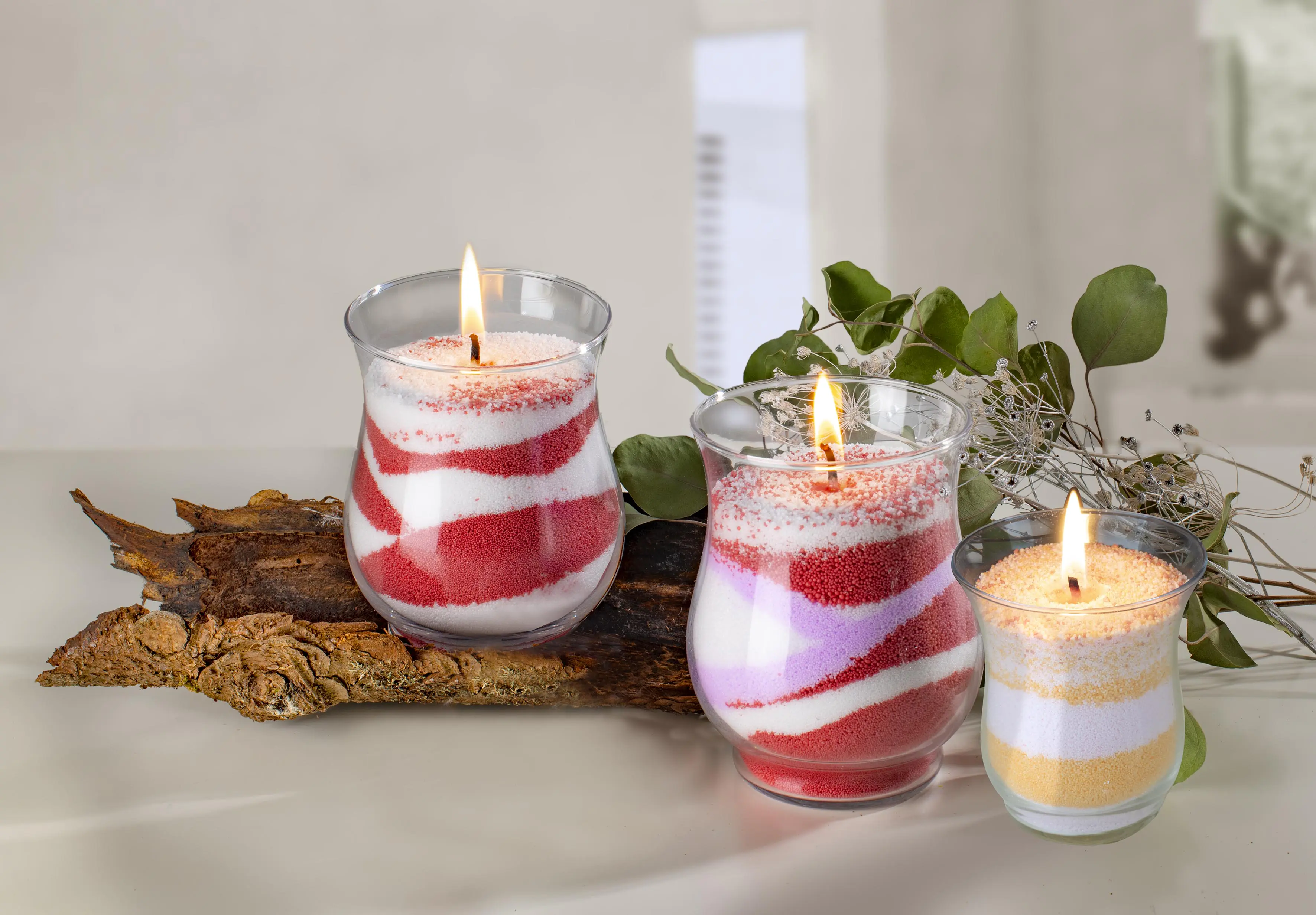 Glorex Kerzensand mit Docht 70 g rosa