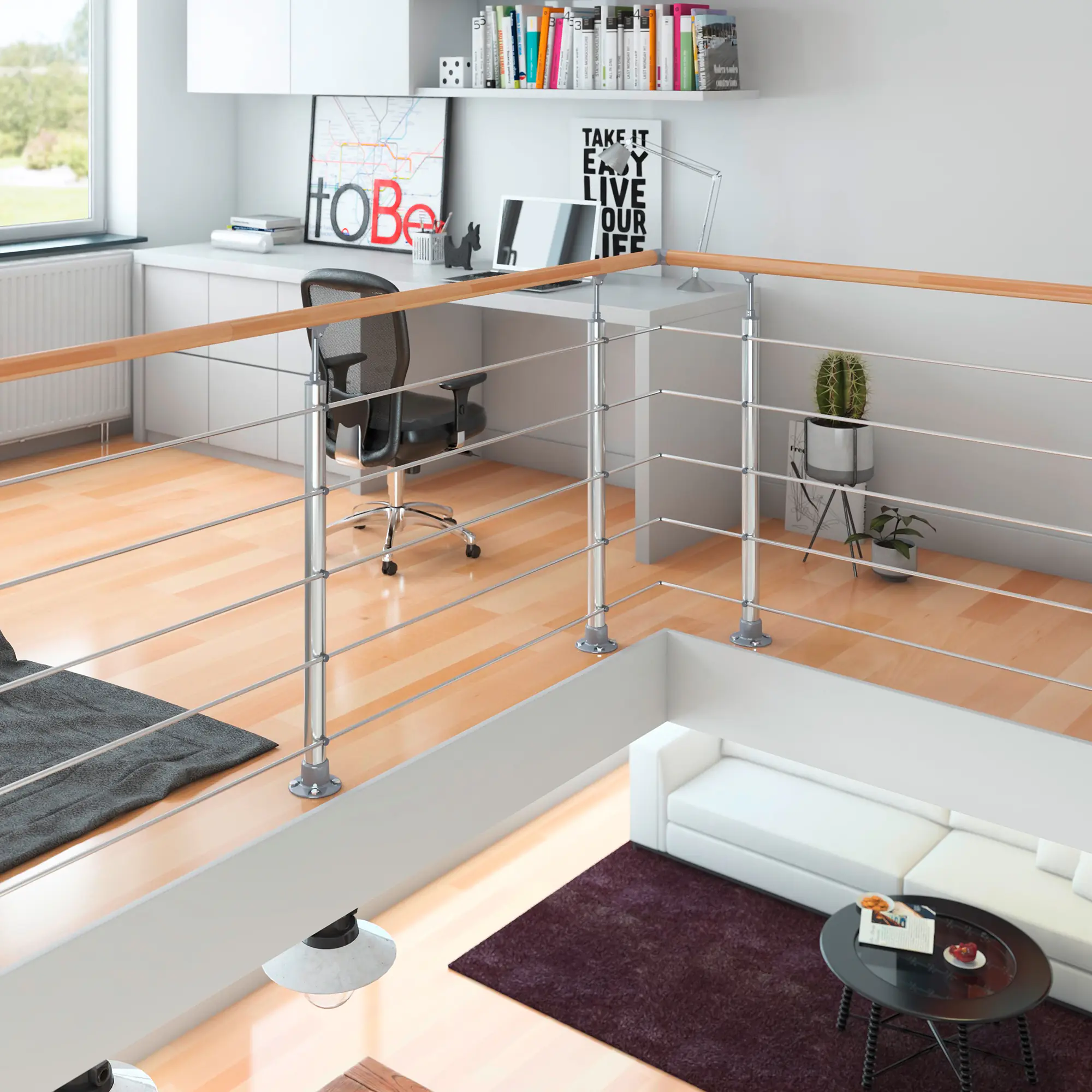 DOLLE Geländerset PS 030 Aluminium mit Buchehandlauf 150 cm