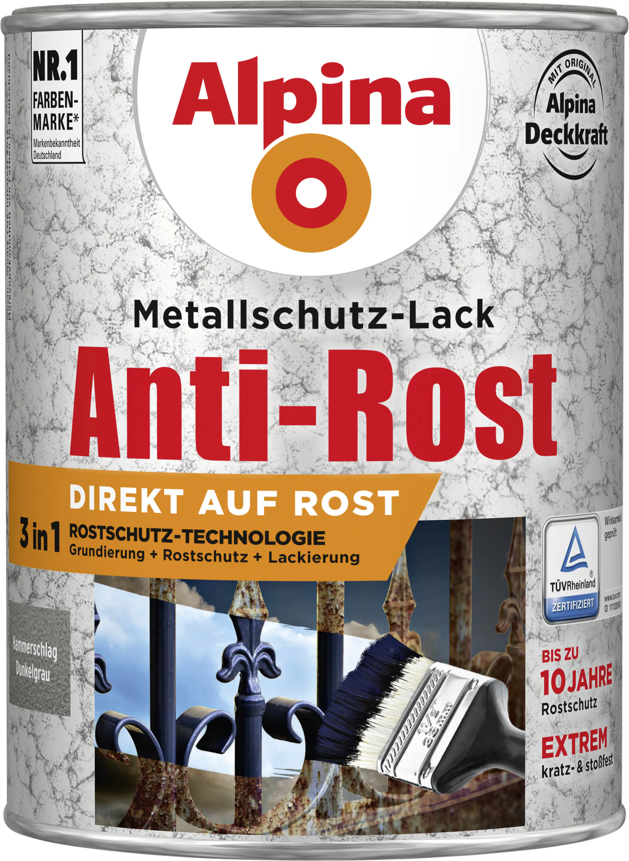 Alpina Metallschutz-Lack Hammerschlag 2,5 L dunkelgrau