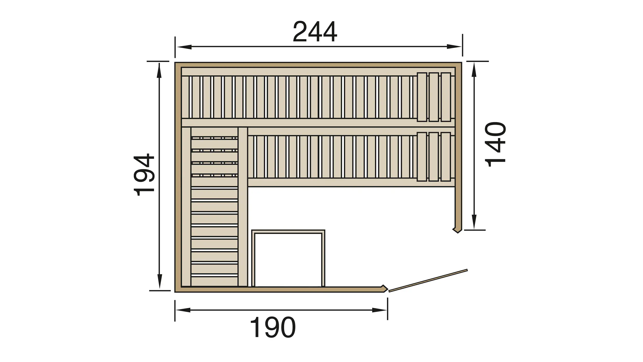 Weka Element-Ecksauna Varberg 4 HT mit isolierter Massivholztür
