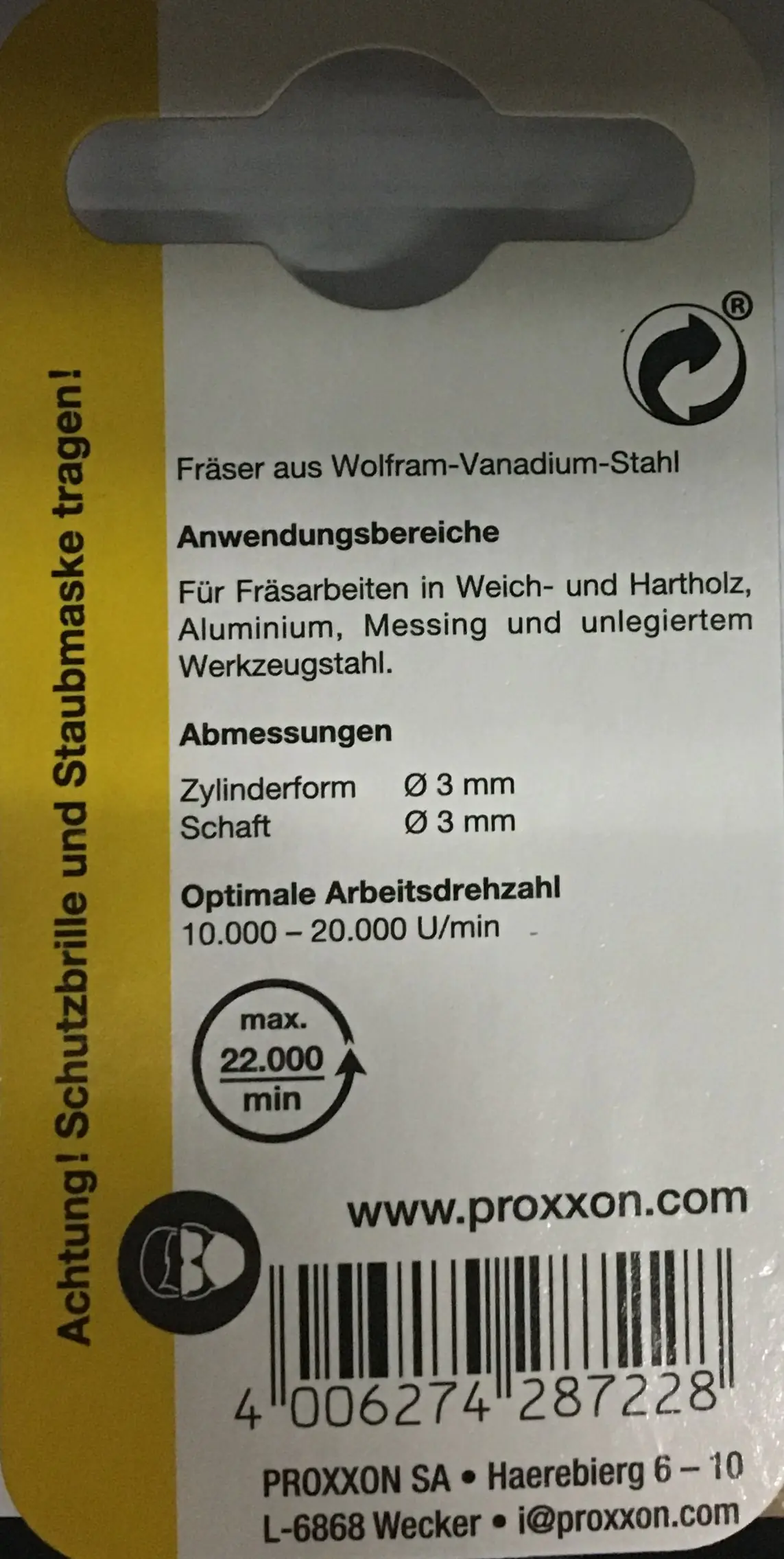 Proxxon Micromot Zylinderfräser 3 mm 2 Stück Proxxon Micromot Zylinderfräser 3 mm 2 Stück