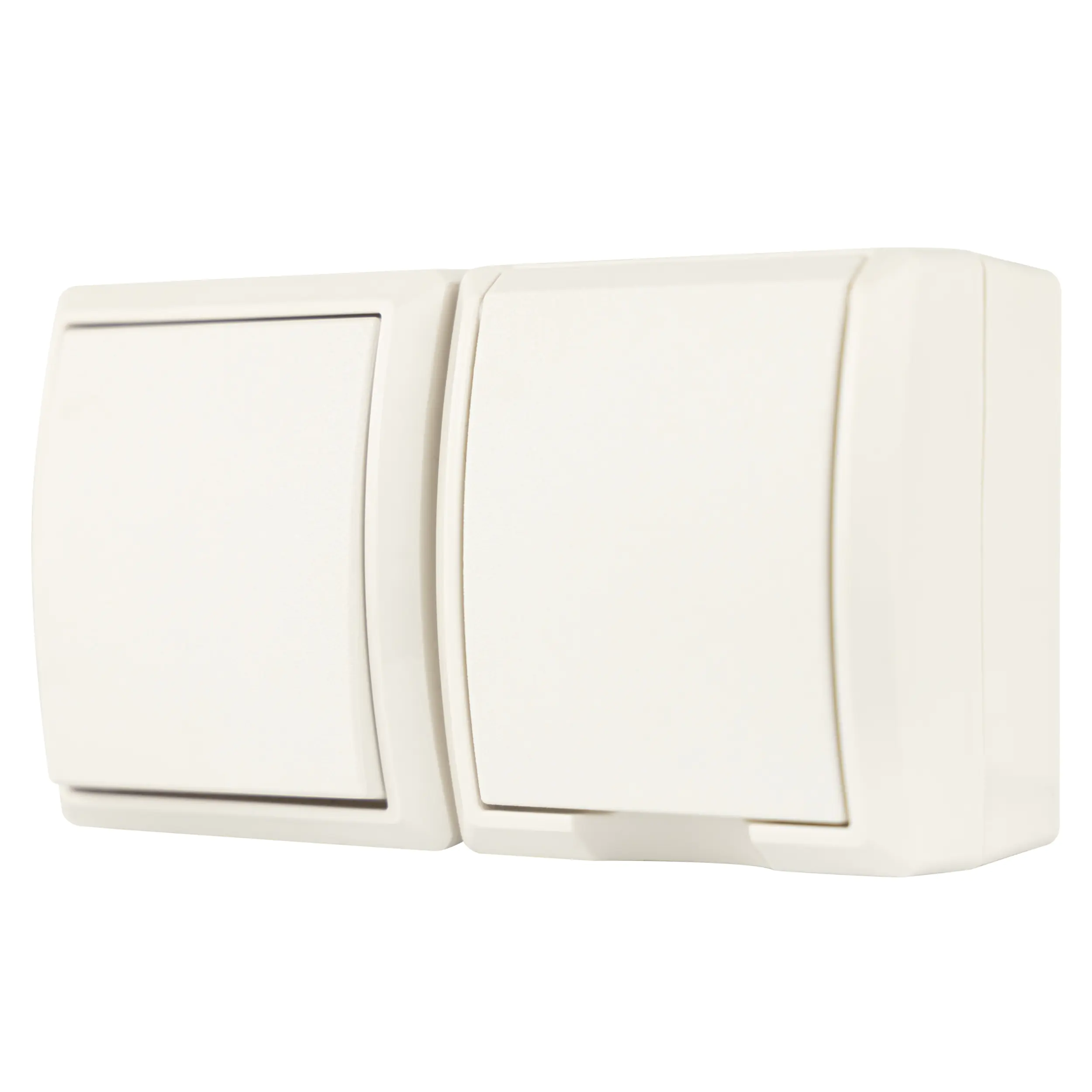 REV Aus-Wechselschalter Steckdose Aufputz AquaForm, weiß, 2-fach, waagerecht