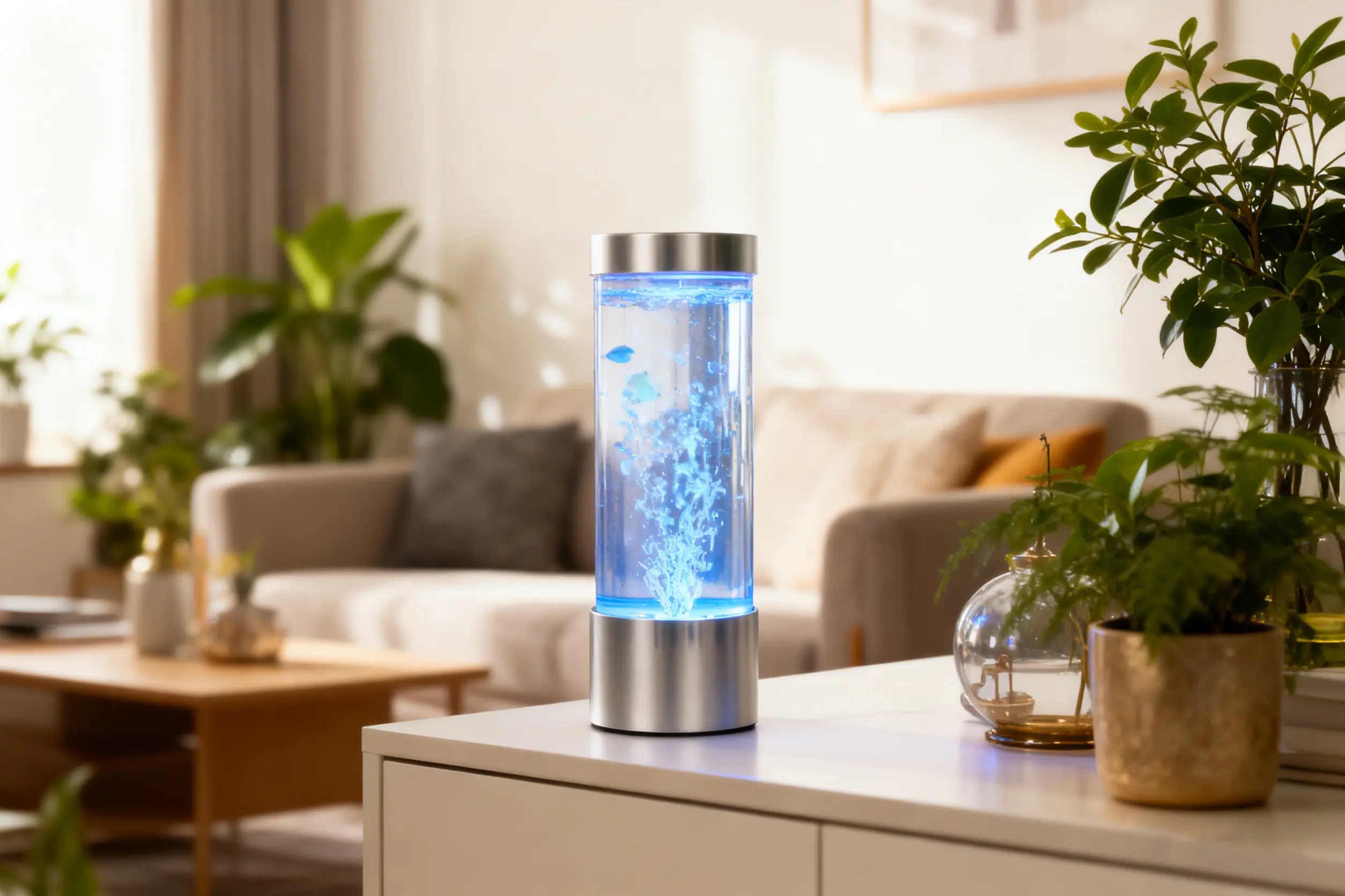 LED-Wassersäule Aquafee Ø 10,5 x 32 cm silber