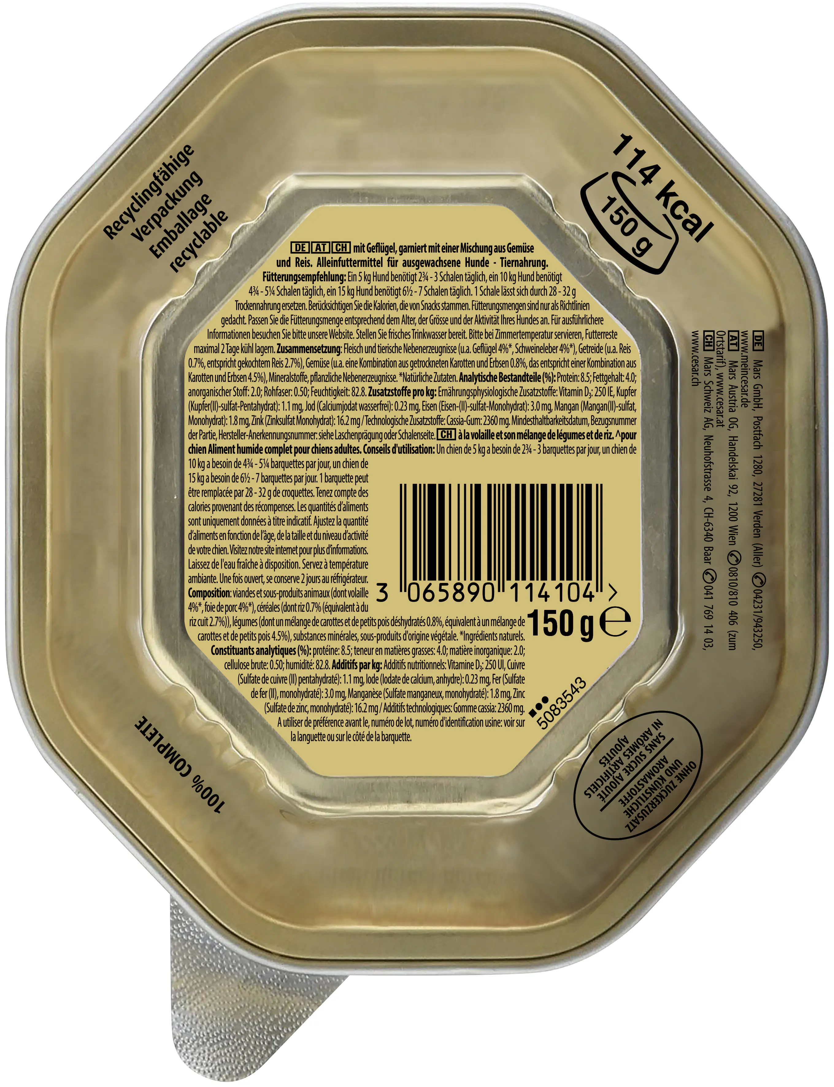 Cesar Hundenassfutter Garten-Terrine Adult 150 g Geflügel