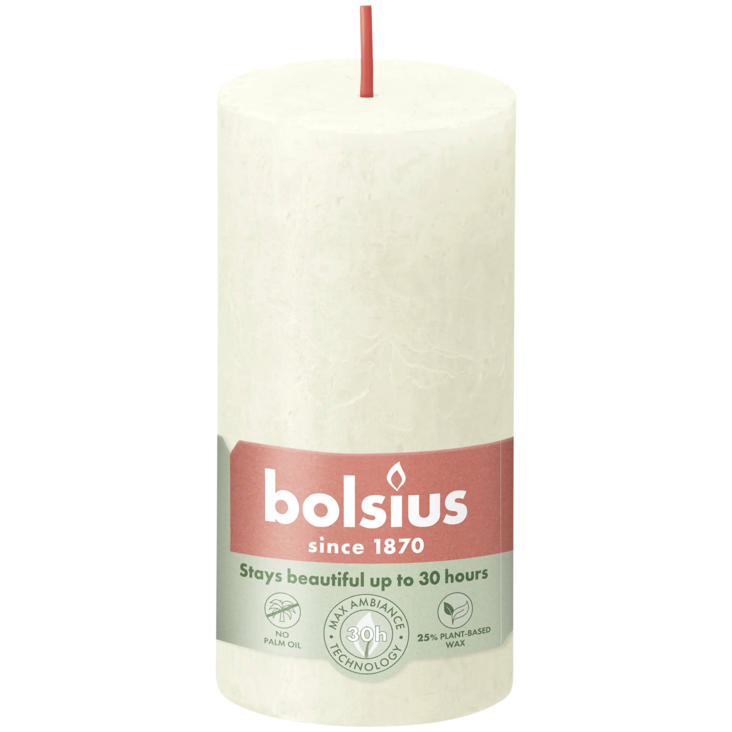 Bolsius Rustik Stumpenkerze weiche Perle, Höhe: 10 cm, Ø 5 cm