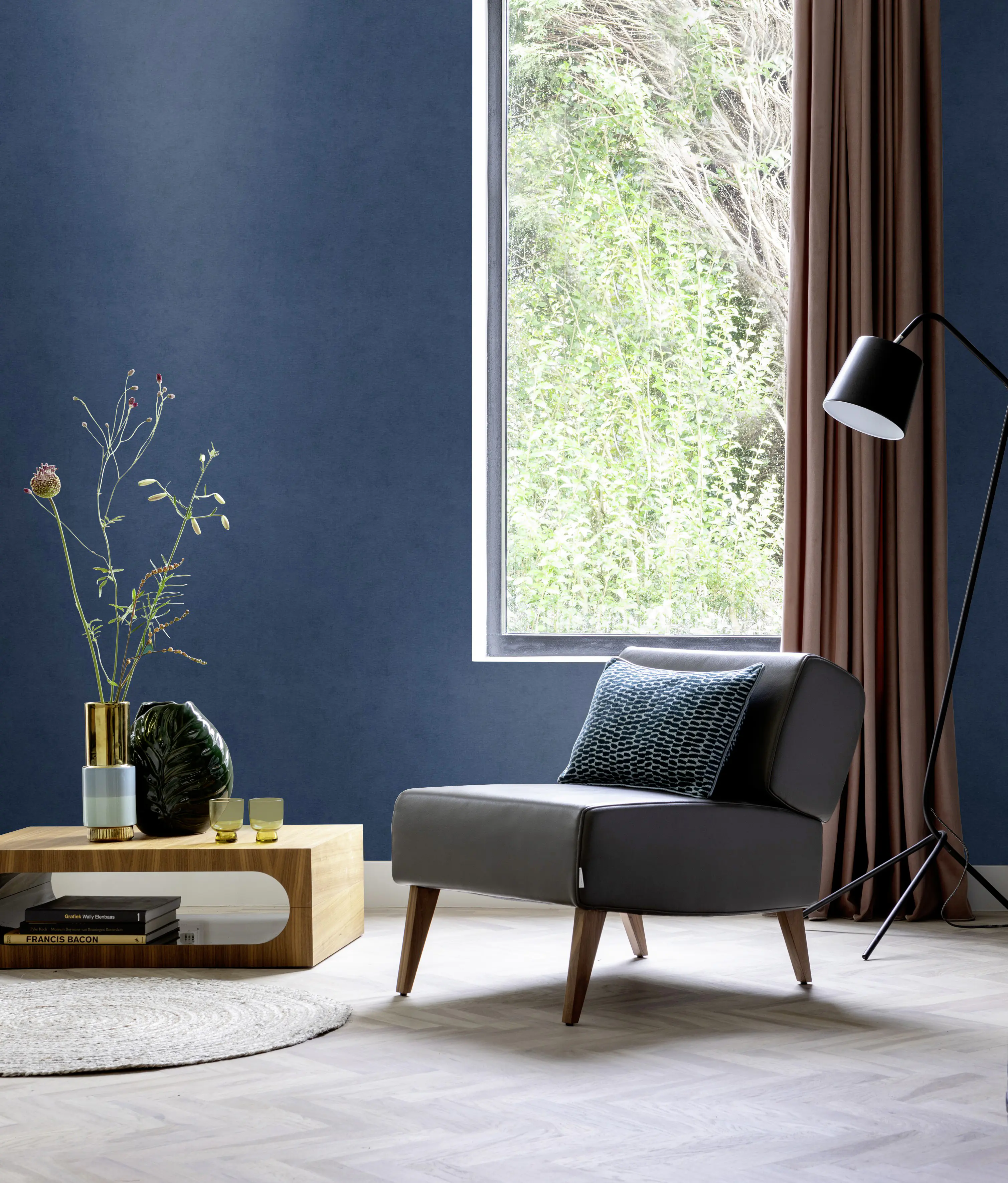 Rasch Vliestapete 408232 Kimono textilstruktur blau, 10,05 x 0,53 m