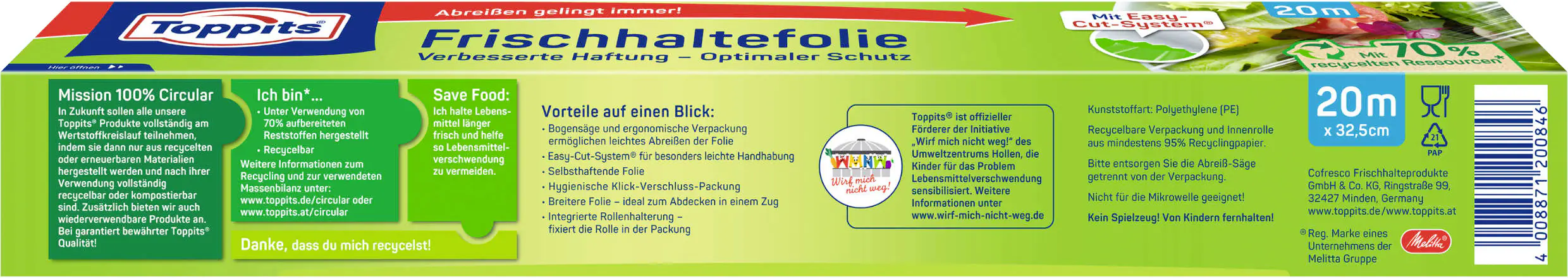 Toppits Frischhaltefolie 20 m, 32,5 cm Breit