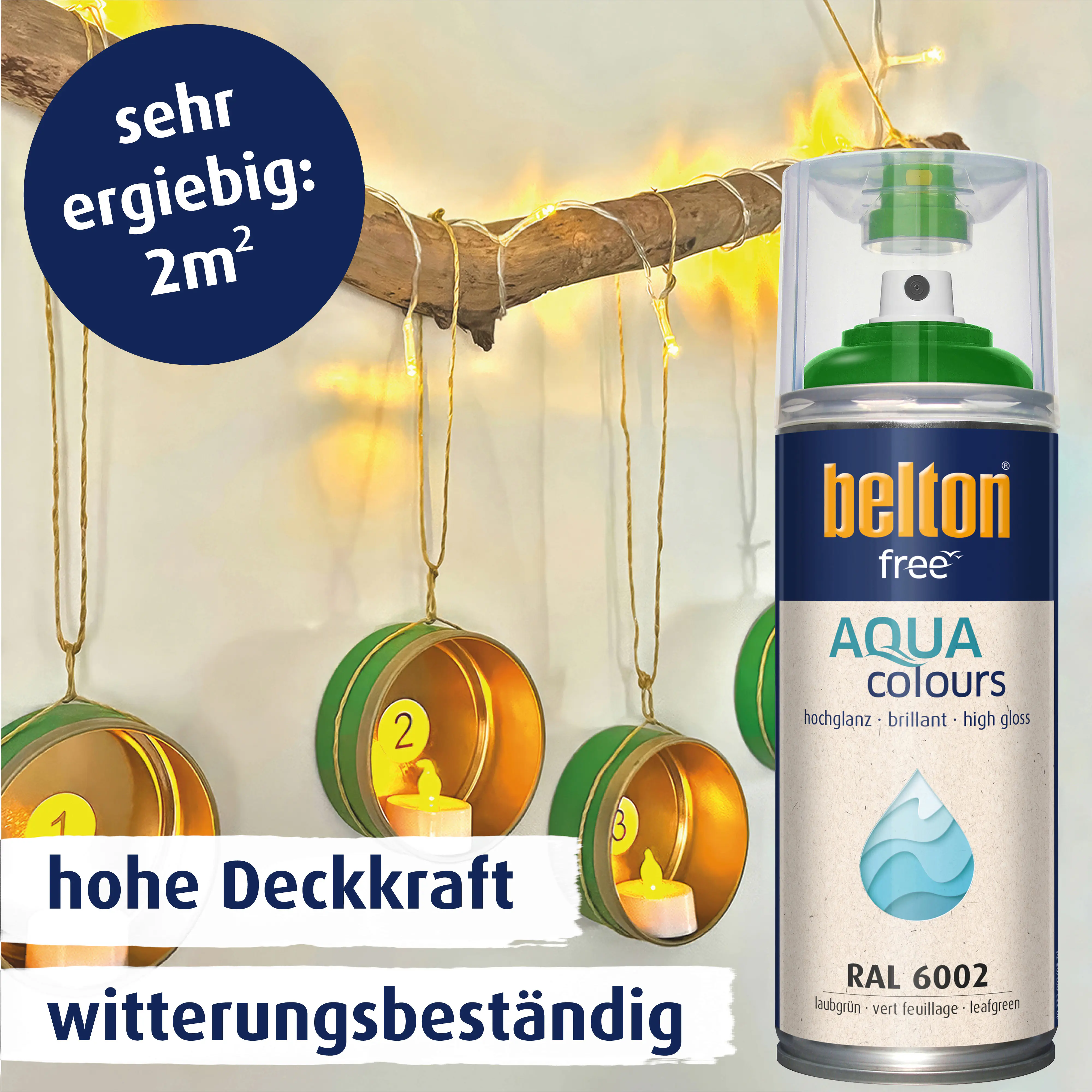 belton free Lackspray AQUAcolours 400 ml laubgrün hochglanz