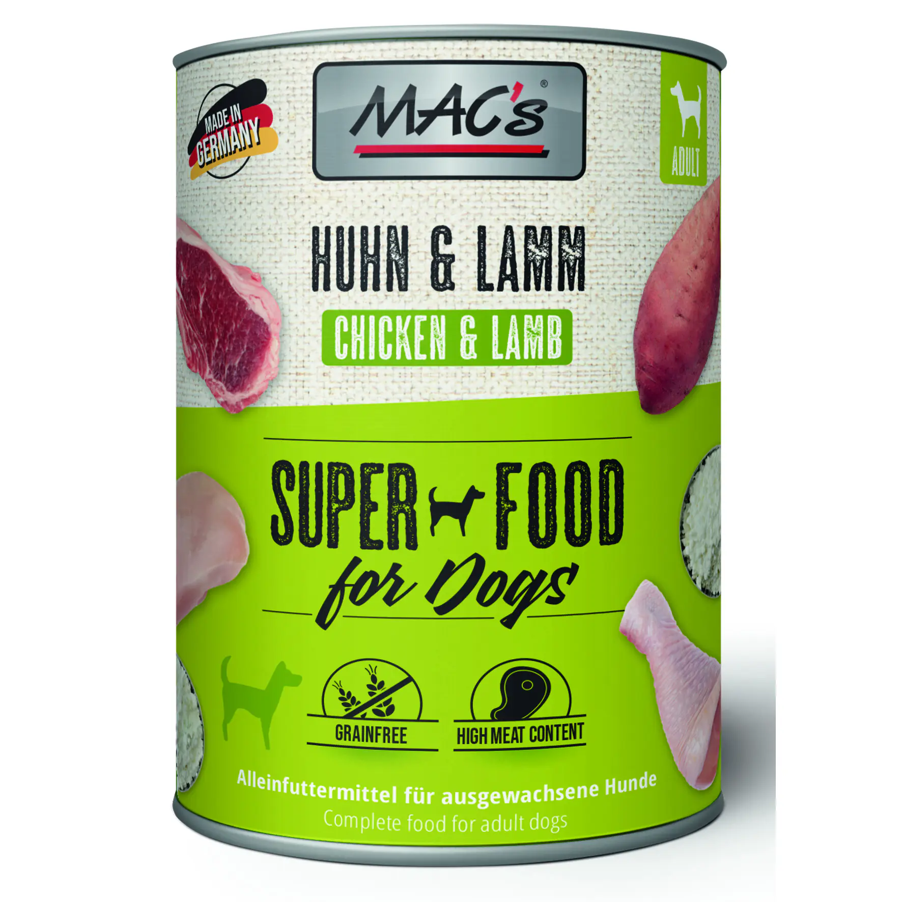 Macs Dog Hundenassfutter Adult getreidefrei 800 g Huhn & Lamm