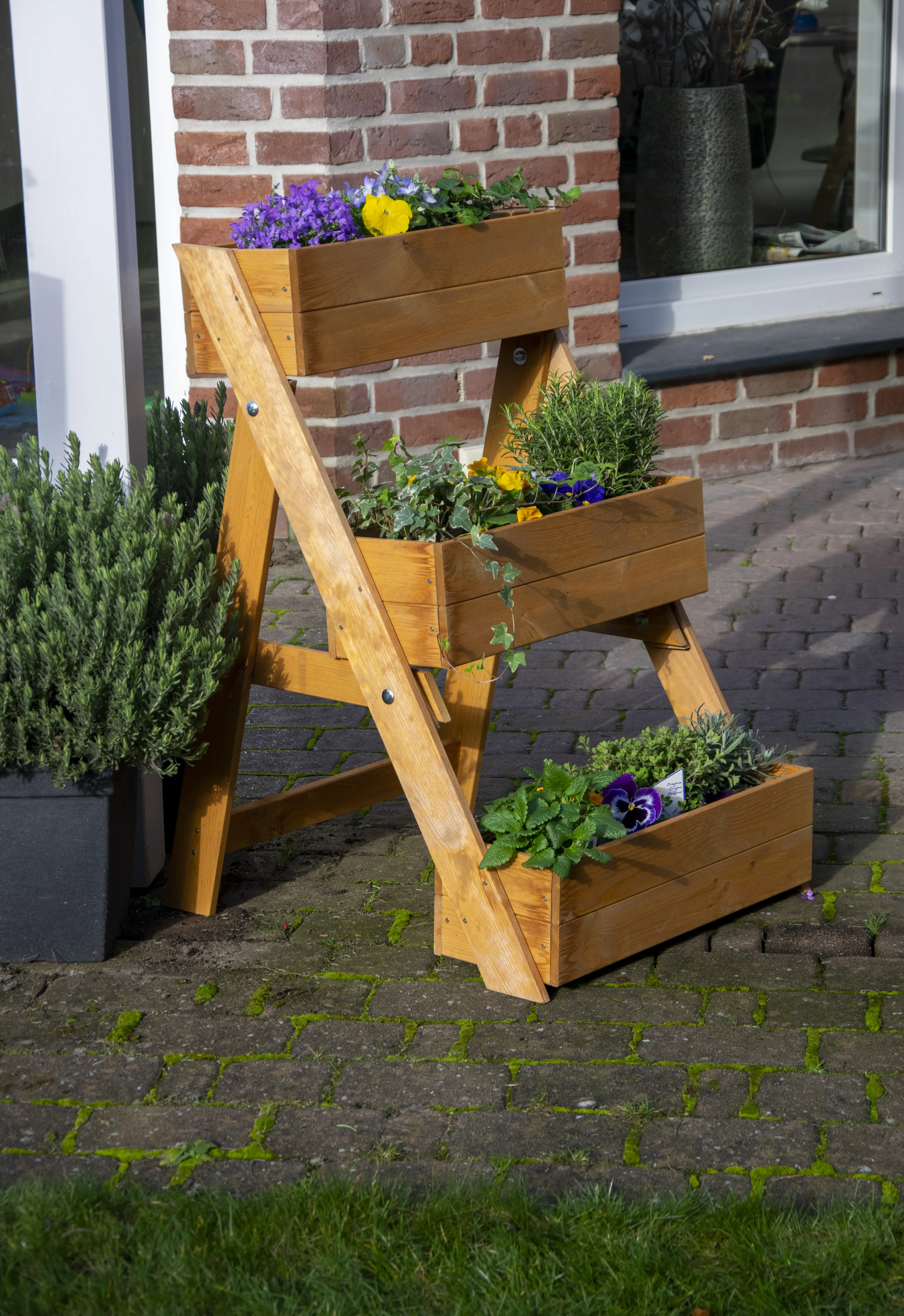 Dobar Dreistufige Pflanztreppe braun ca. 60x70x90 cm