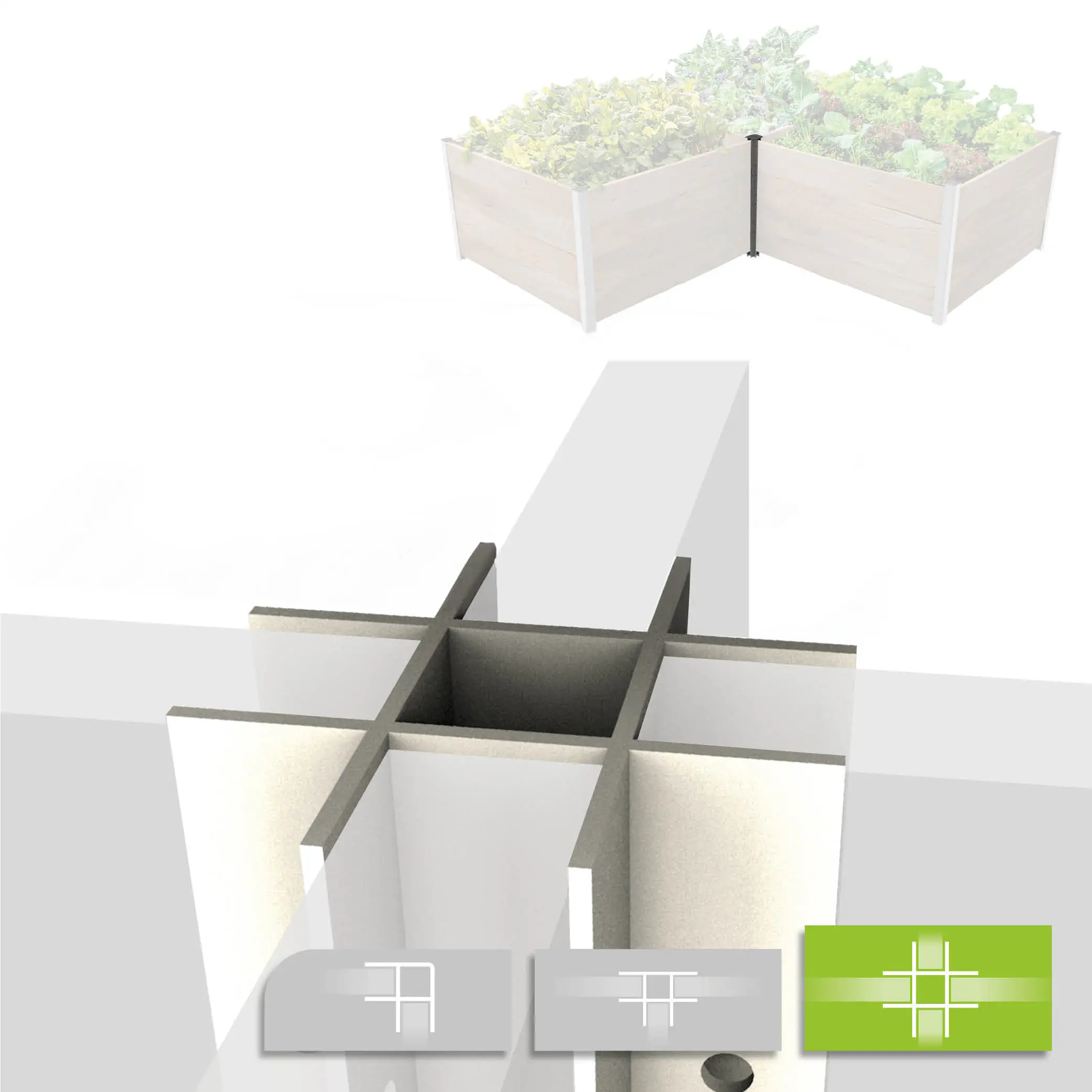 Biogreen Aluminium Kreuzprofil für ErnteMAXX Hochbeet 625 mm