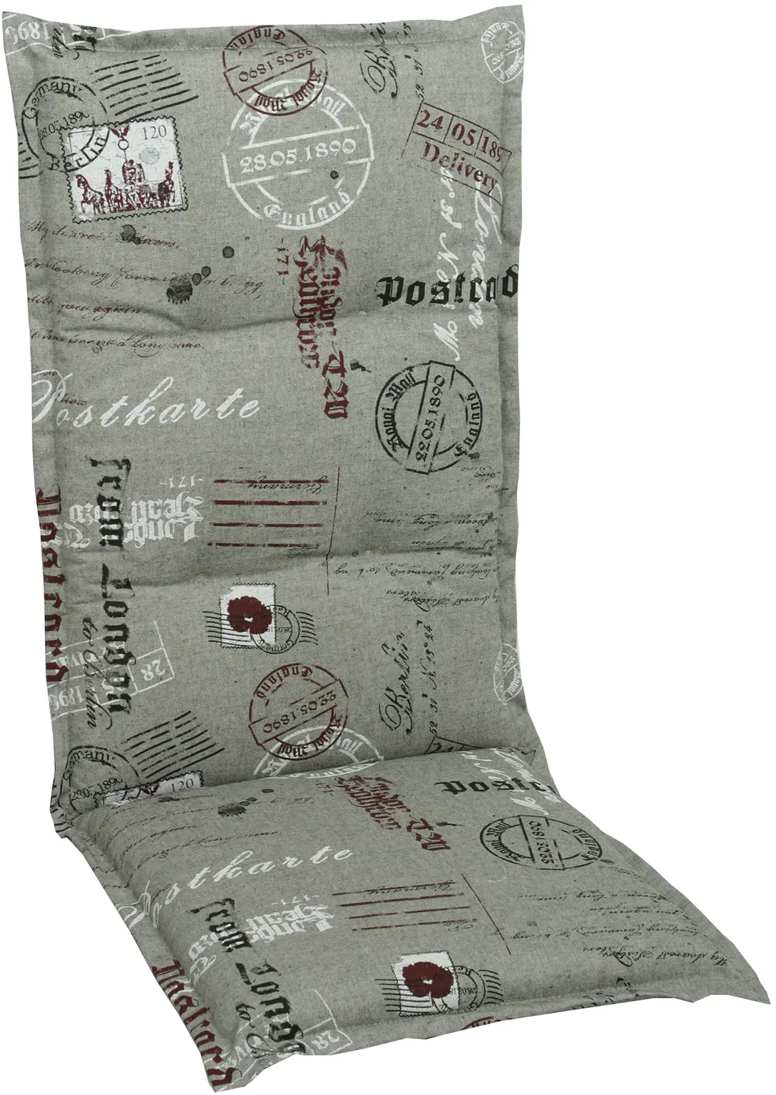 GO-DE Hochlehner-Auflage 120 x 50 x 7 cm, grau, rot