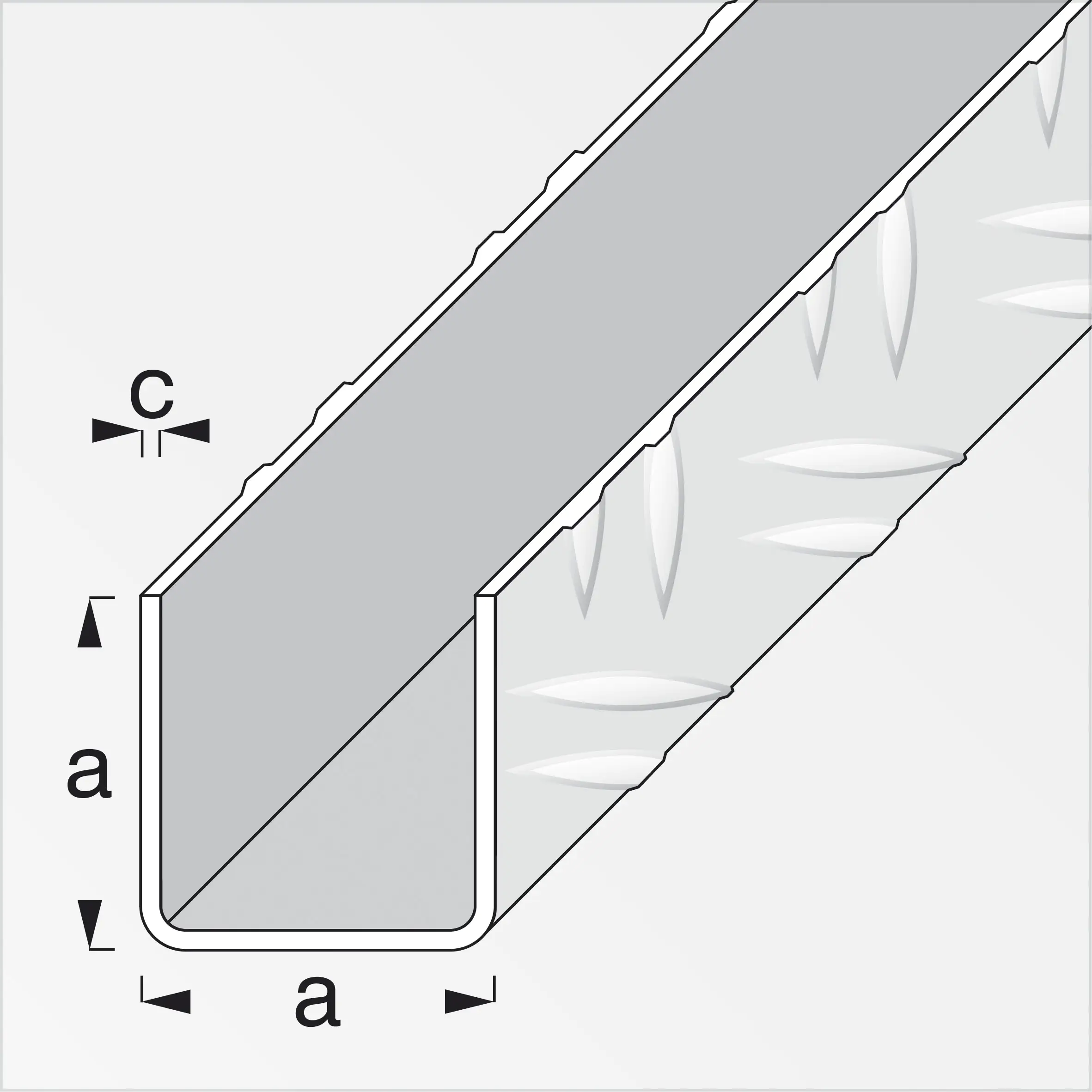 alfer Quadrat-U 1 m, 29.5 mm Aluminium roh blank