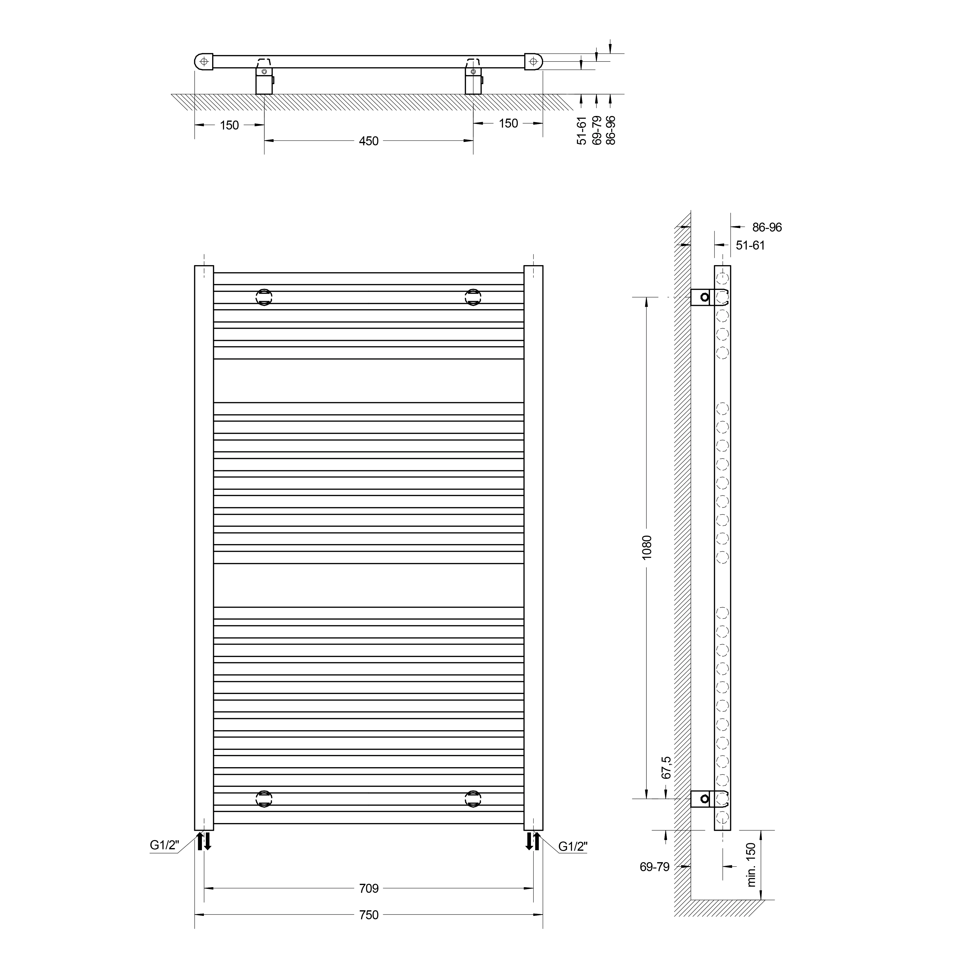 Schulte Badheizkörper München 121,5 x 75 cm 982 Watt