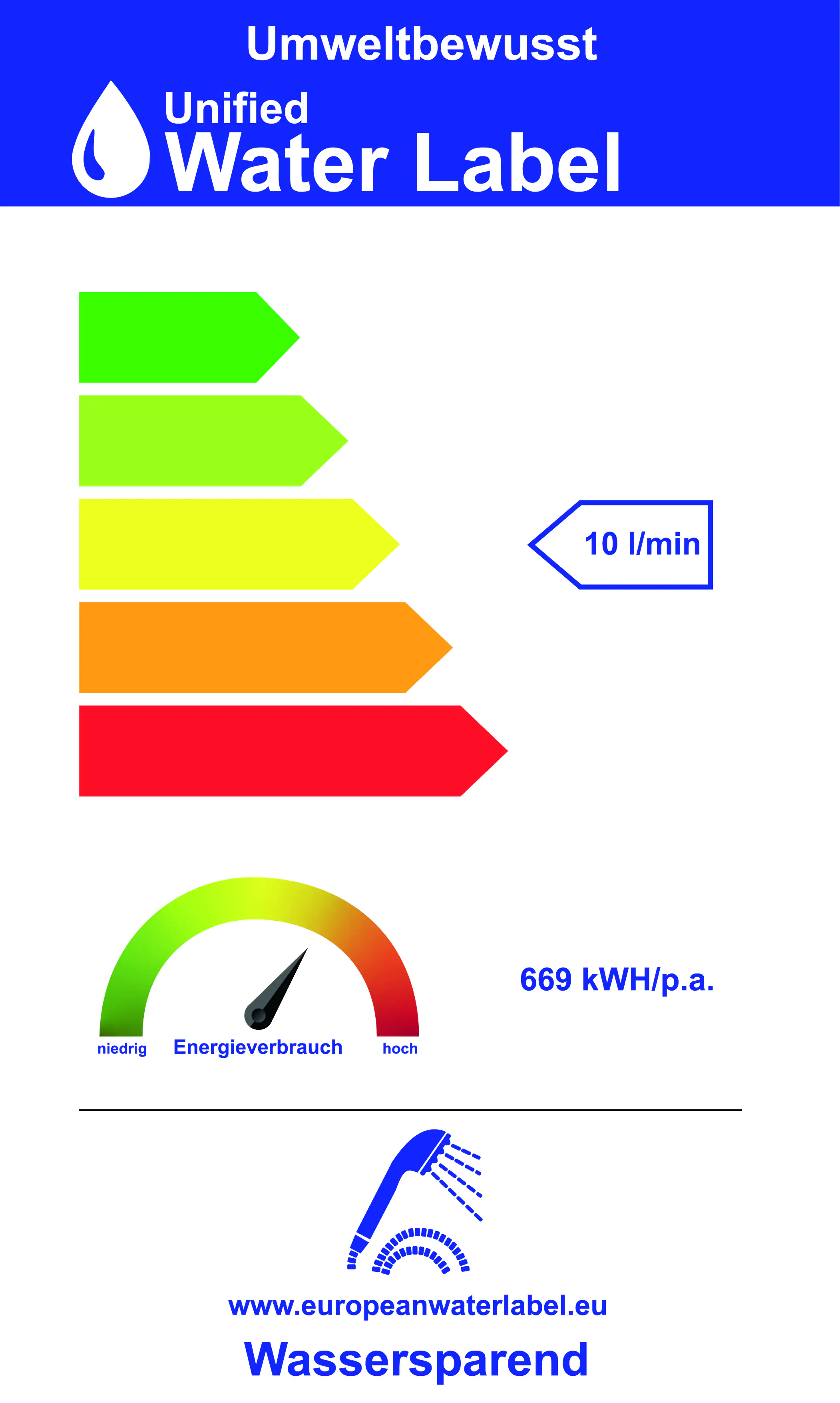 Primaster Handbrause 3 Strahlarten Water Power chrom-weiß wassersparend