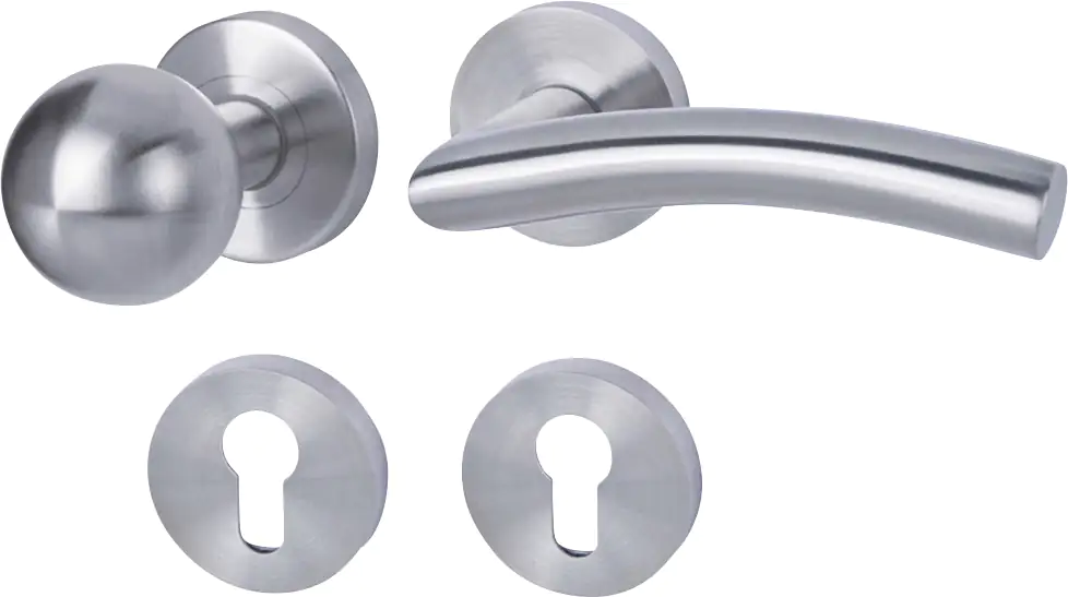 Alpertec PZ-Rosettengarnitur Fair III rechts Edelstahl silber rund