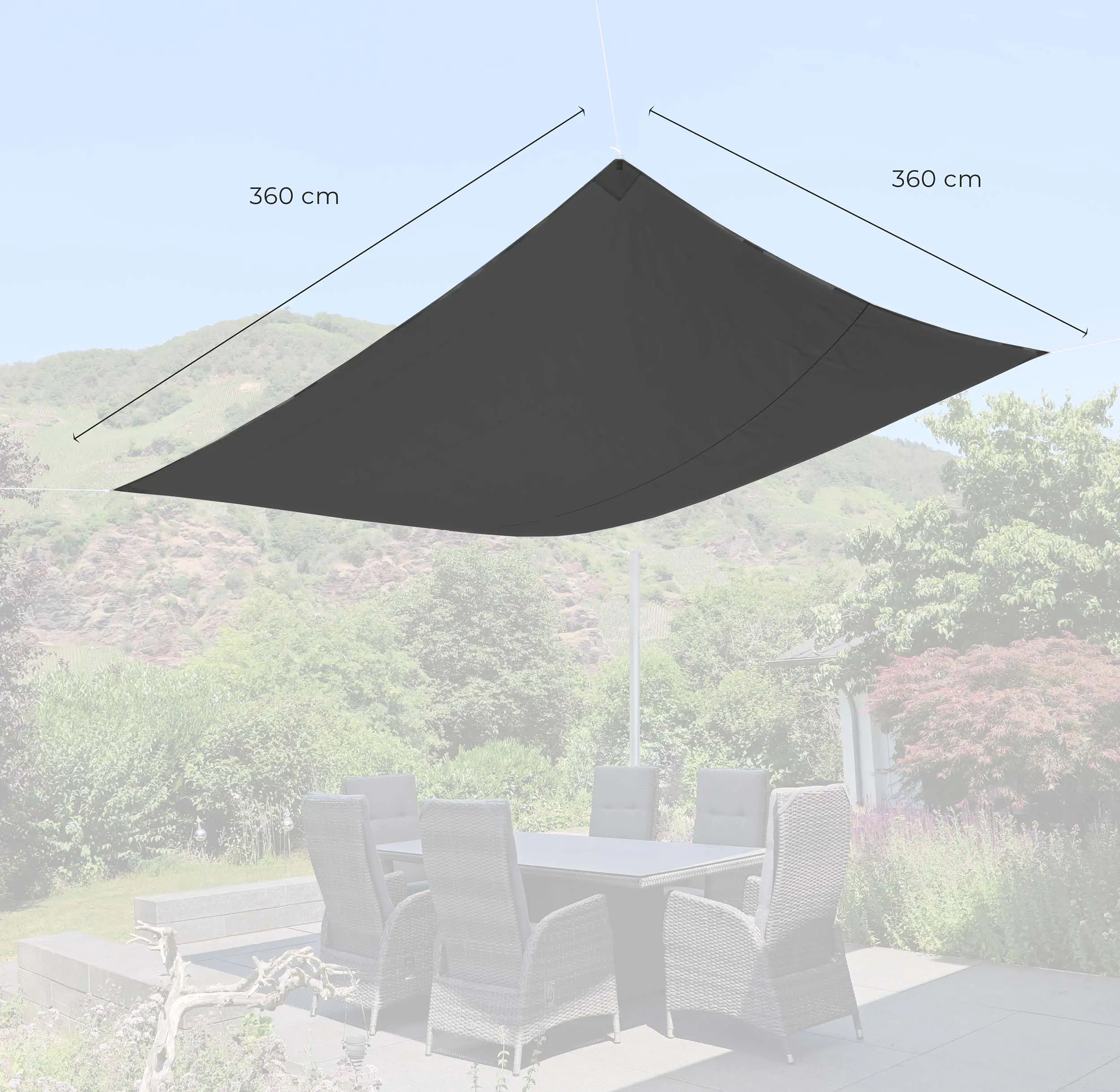 Go-De Sonnensegel Quadratisch Anthrazit 360 x 360 cm Go-De Sonnensegel Quadratisch Anthrazit 360 x 360 cm