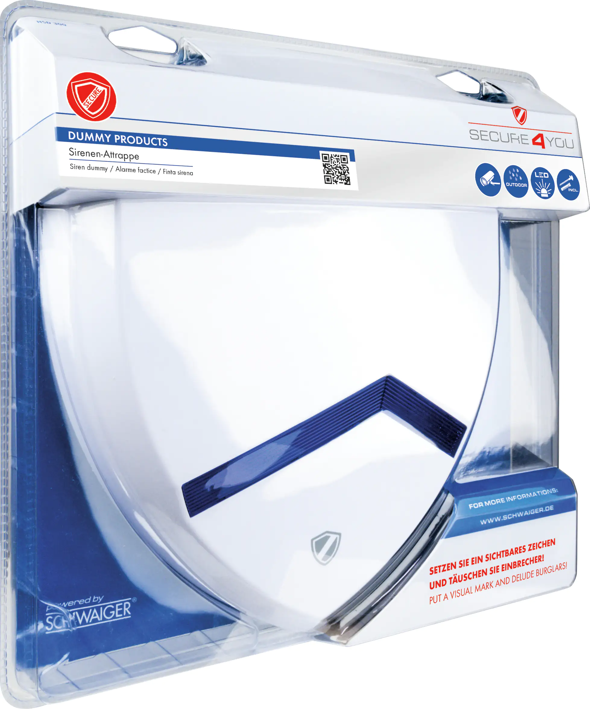 4004005018523_1 Schwaiger Außensirene-Attrappe weiß, Green Guard - Design