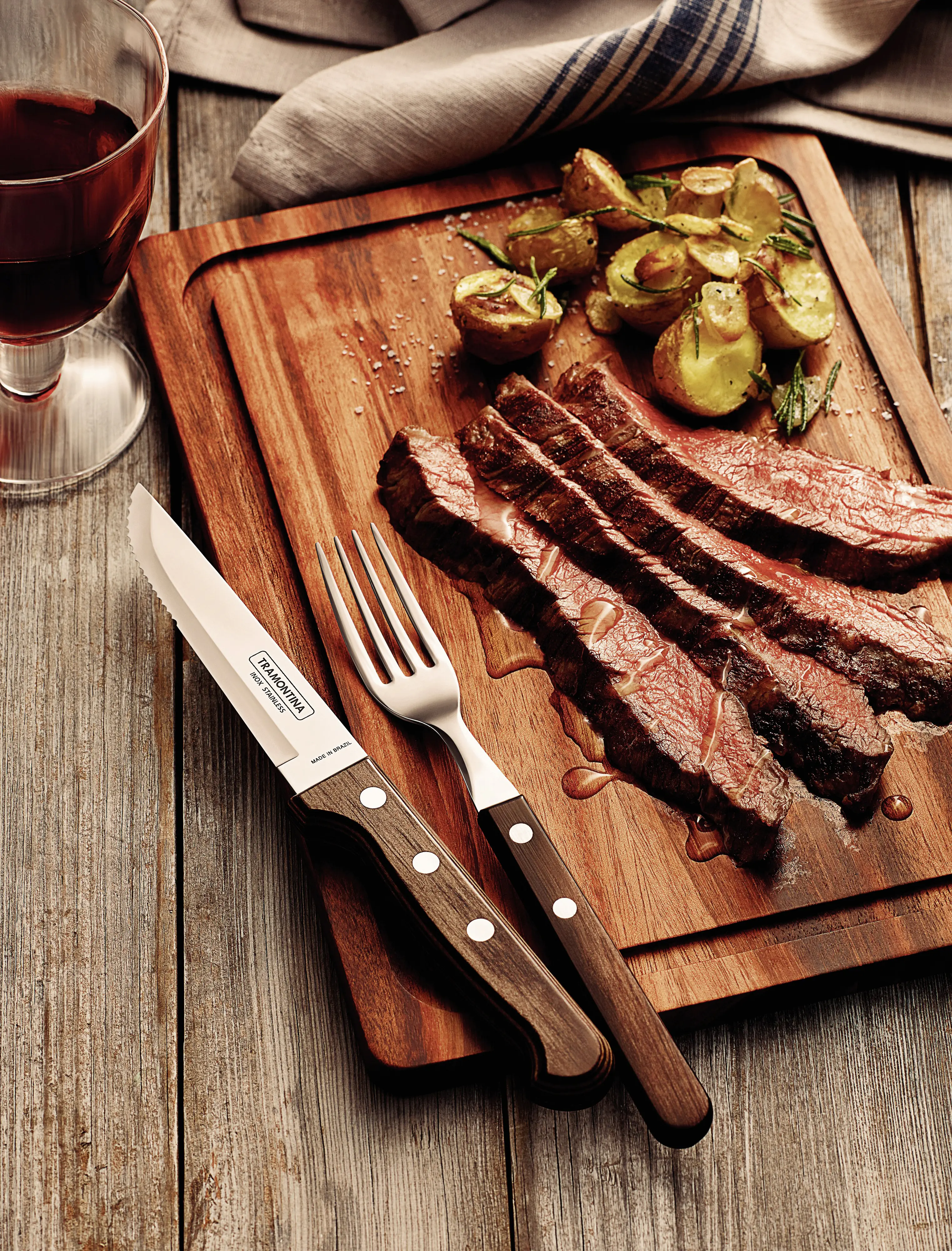 Tramontina Gaucho Steakmesser 24 cm Edelstahl mit Holzgriff