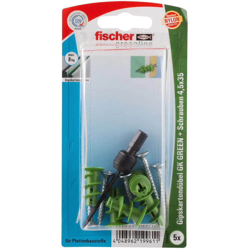 Fischer Gipskartondübel GK green S 22 mm - 5 Stück Fischer Gipskartondübel GK green S 22 mm - 5 Stück