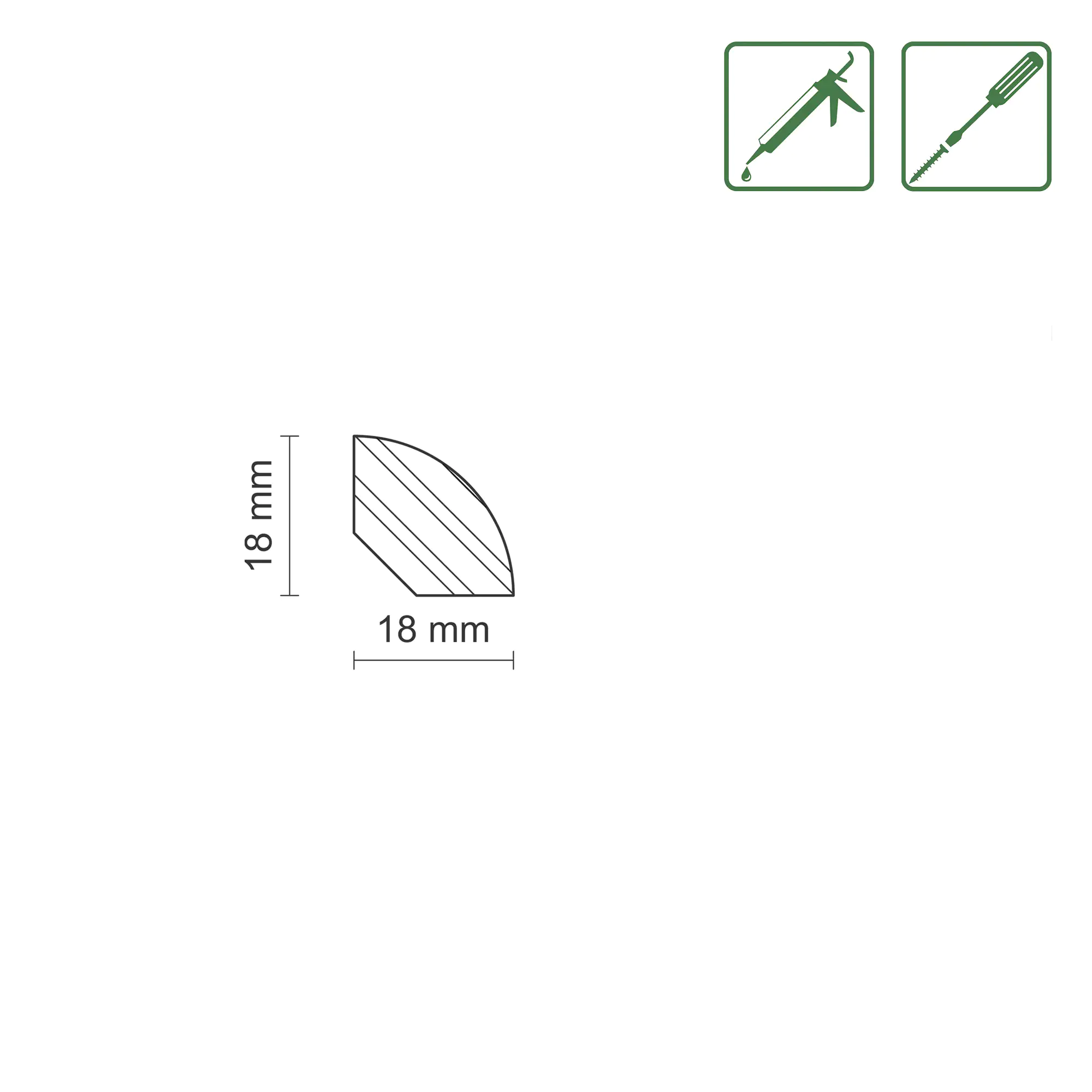 FN Neuhofer Viertelrundstab 100 cm 18 x 18 mm Fichte/Kiefer