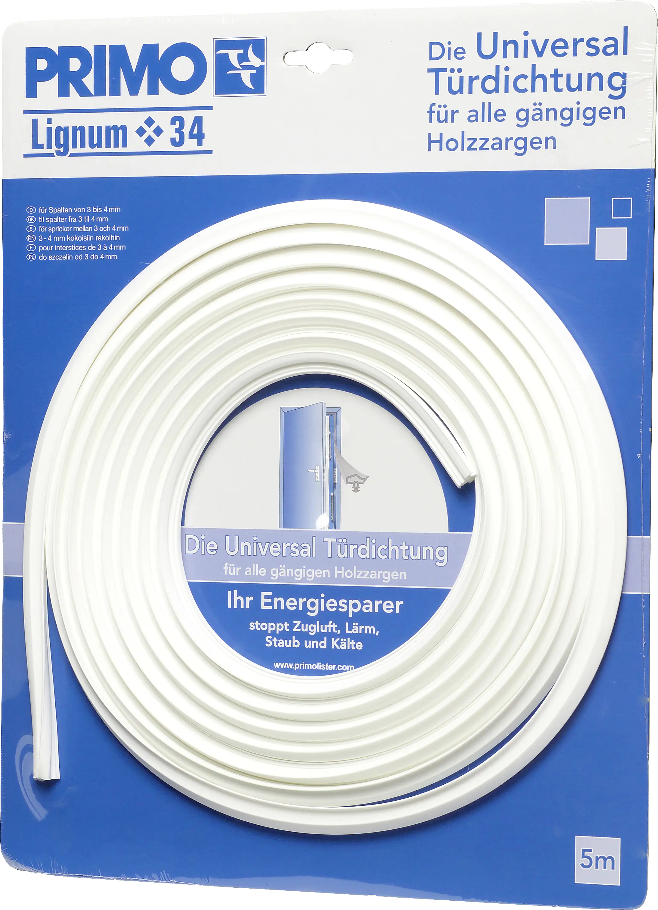 5709847081559_999075 Primo Universaldichtung Holzzarge Lignum 34 weiß, 5 Meter