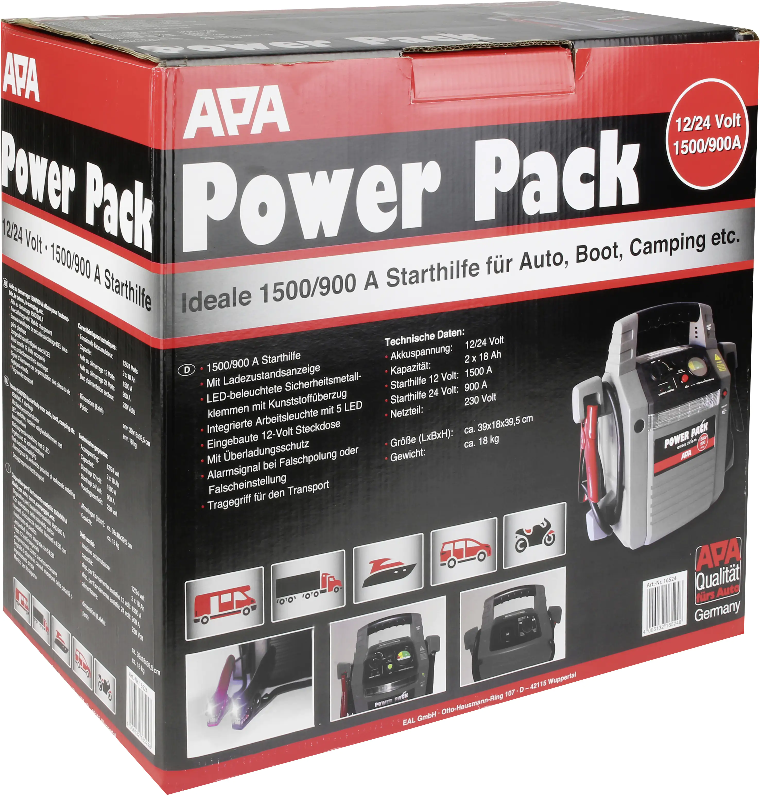 APA Powerpack 900 1500A 12/24V 2x18Ah