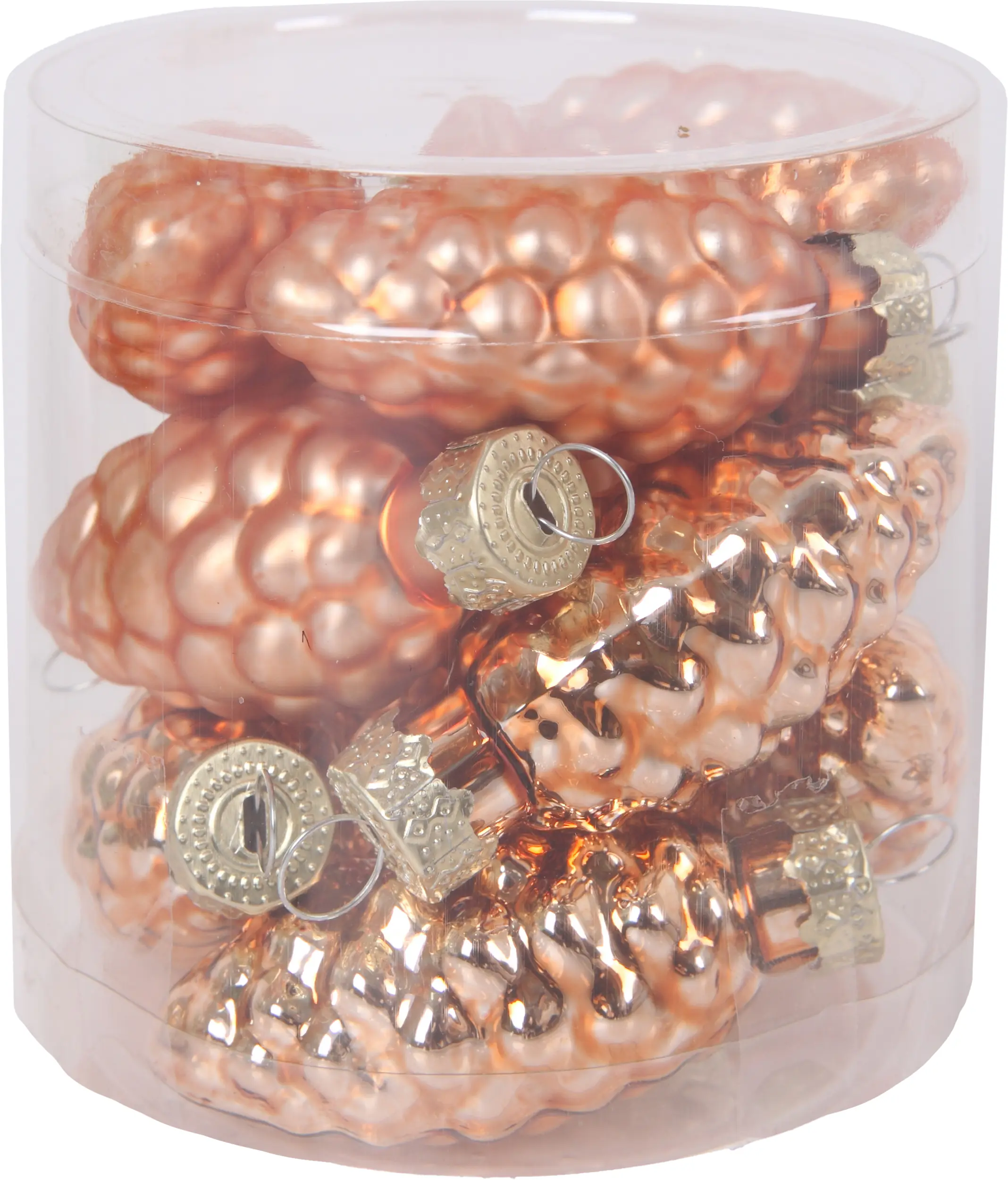 TrendLine Weihnachtskugeln aus Glas Tannenzapfen Ø 6 cm brandy-braun 12 Stück