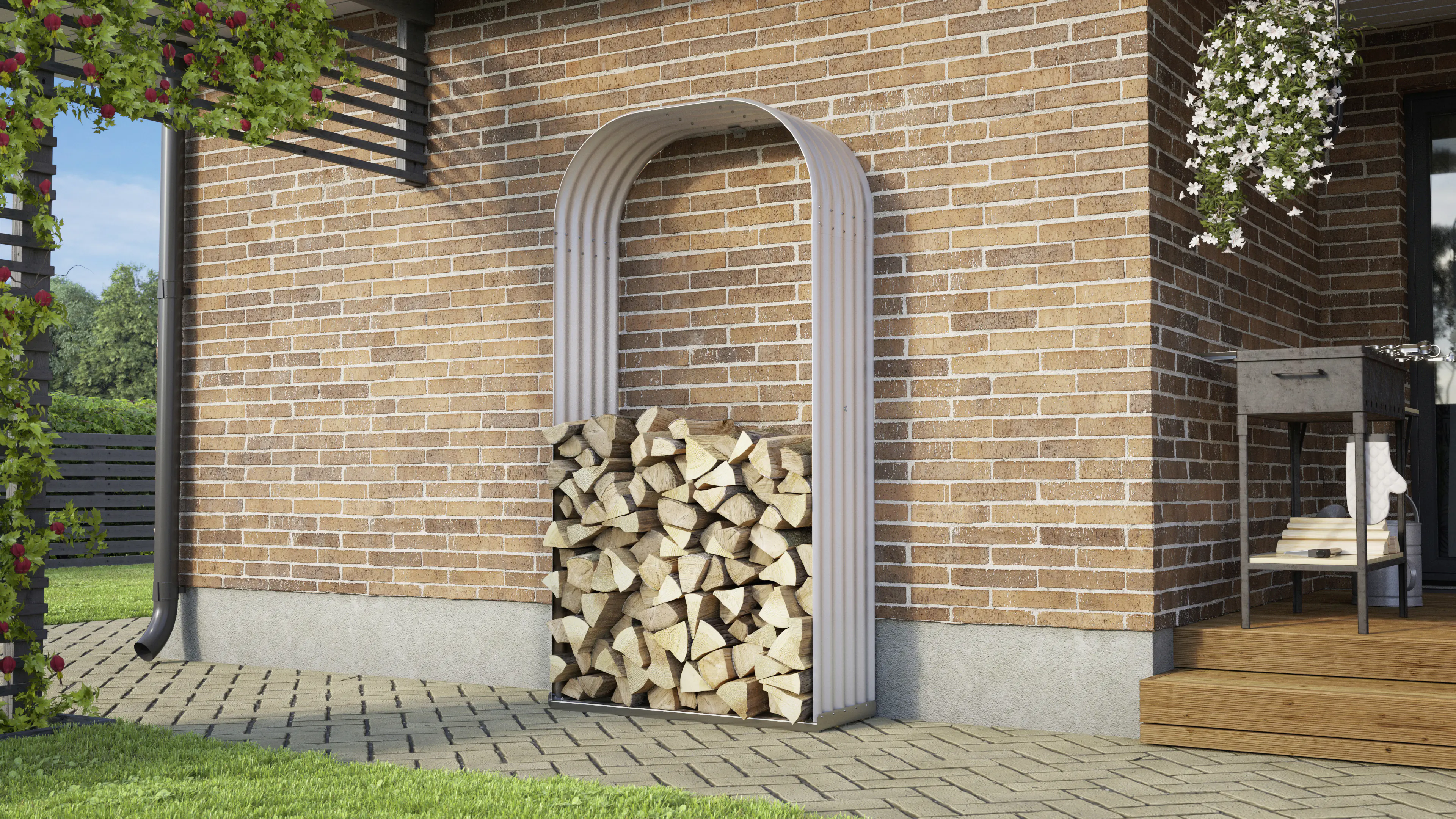 Vitavia Kaminholzregal Lignum 99 x 40 x 200 cm blank aluminium Hochformat Vitavia Kaminholzregal Lignum 99 x 40 x 200 cm blank aluminium Hochformat