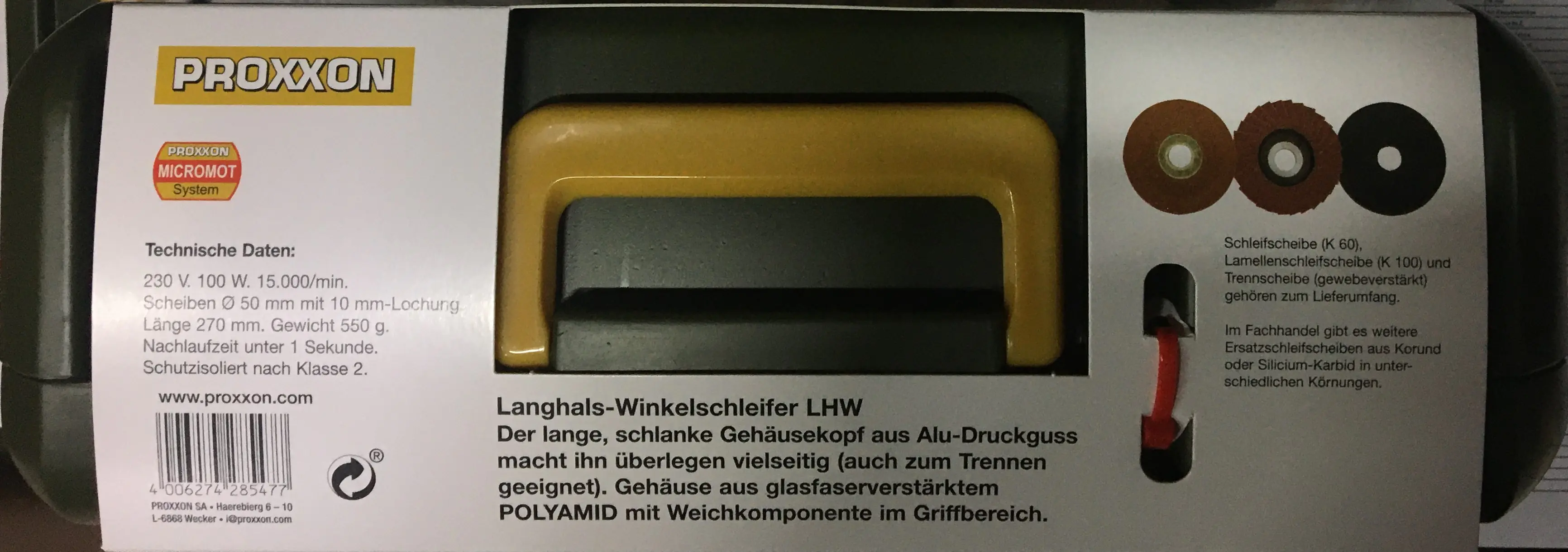 Proxxon Langhals-Winkelschleifer LHW 100 W Ø 50 mm